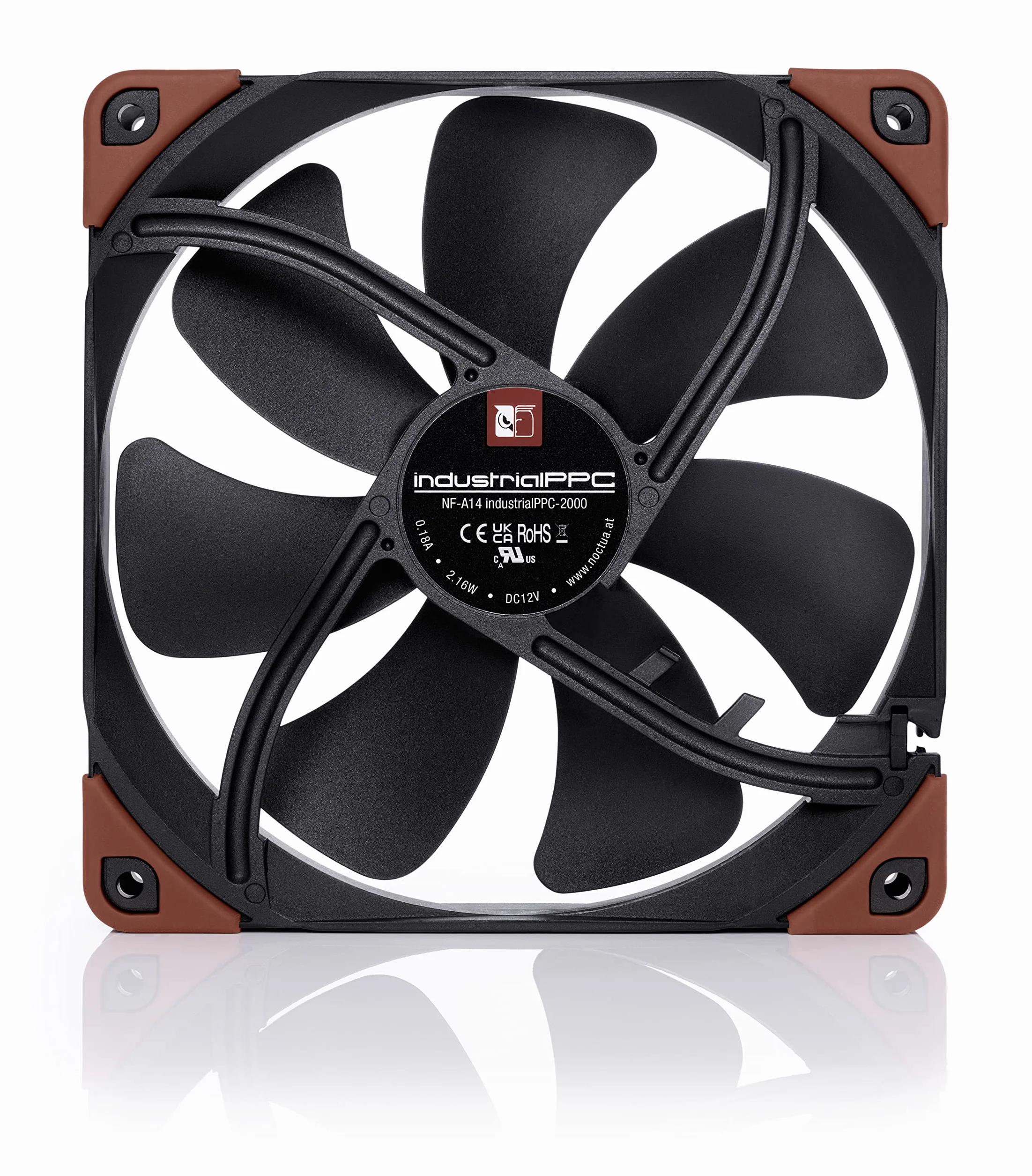 Noctua NF-A14 iPPC-2000, 3-Pinowy, Wysokowydajny Wentylator o Prędkości 2000 obr./min (140 mm, Czarny)