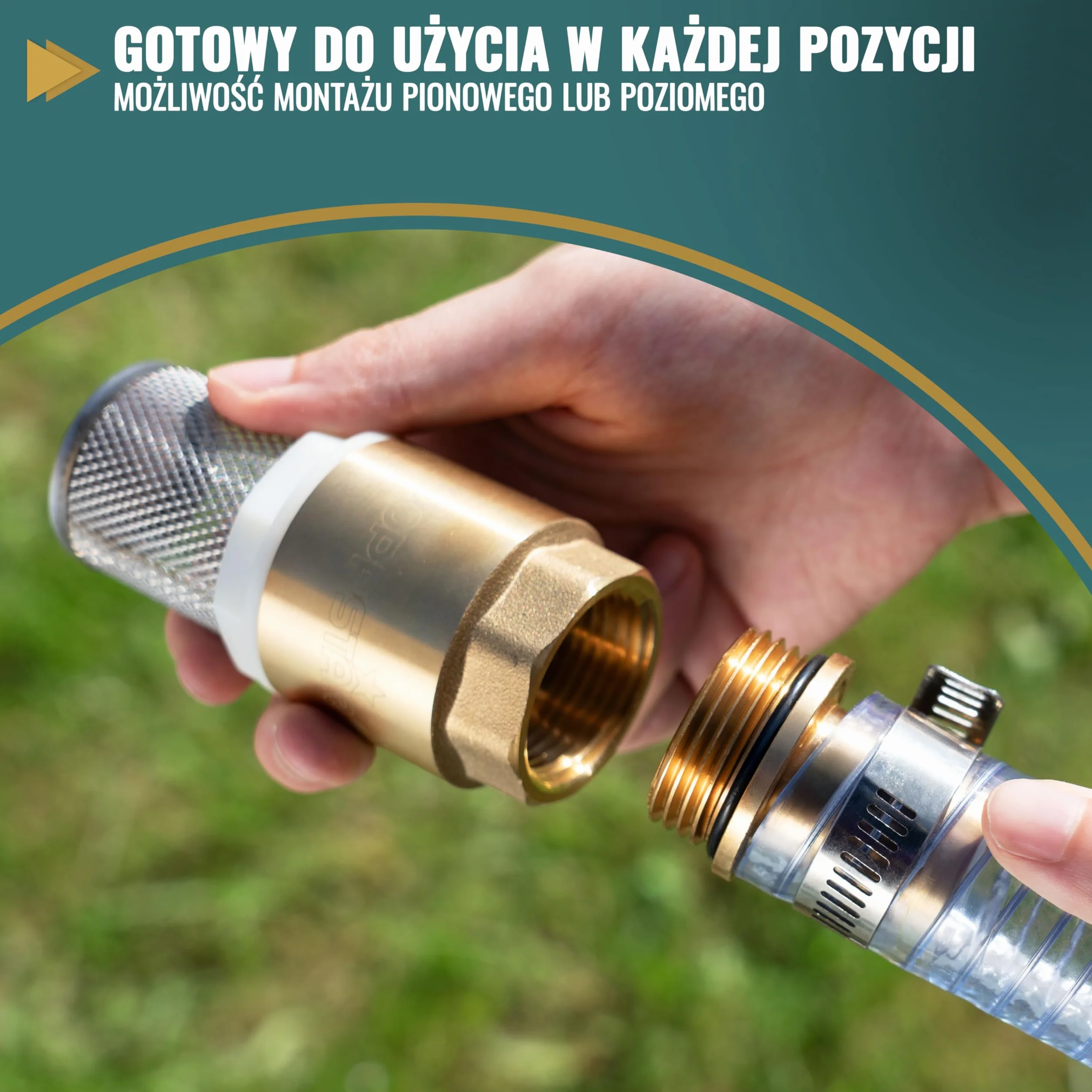 Poppstar zawór nożny 1 1/4" mosiężny zawór zwrotny z koszem ze stali nierdzewnej