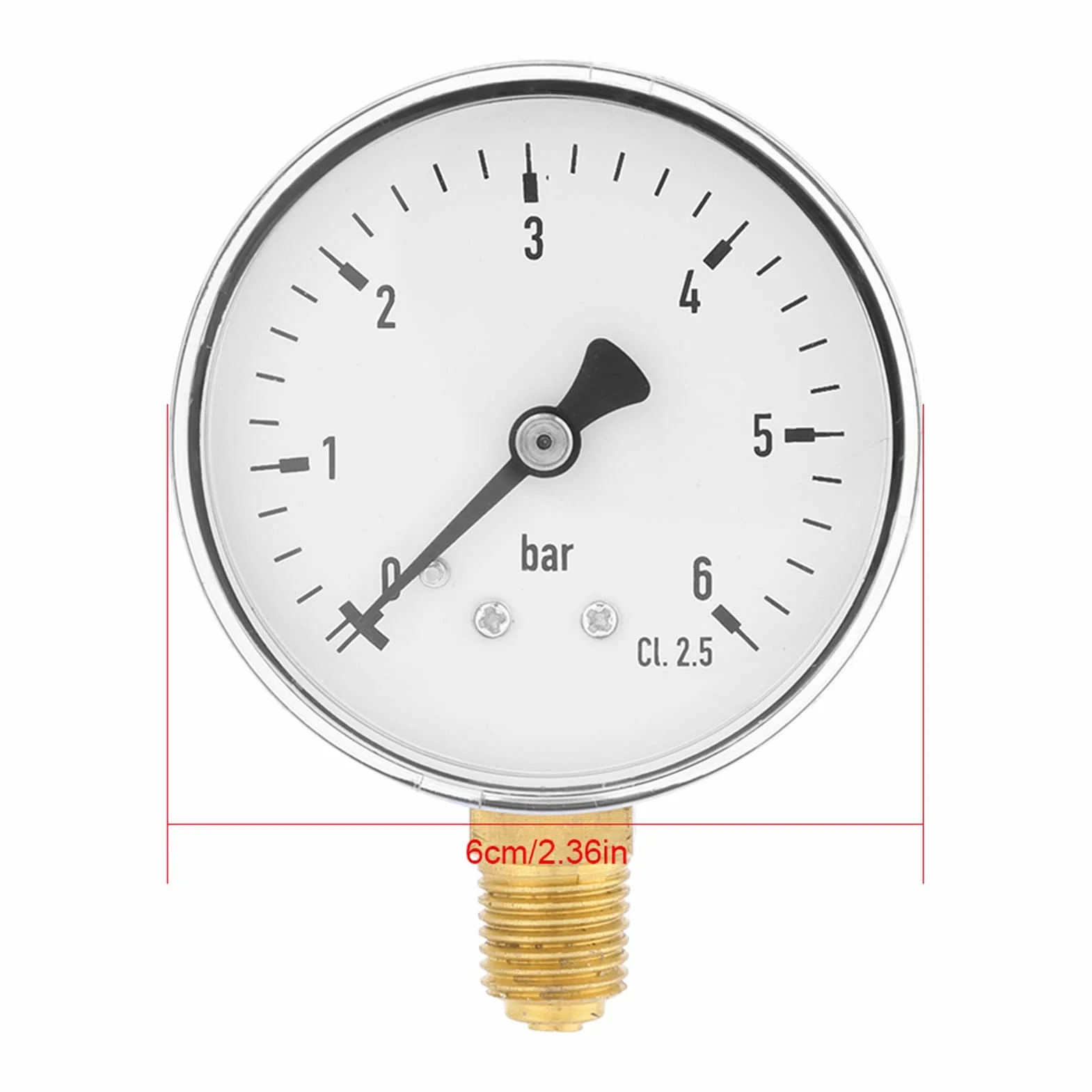 Manometr Hydrauliczny 1/4 NPT 0-6bar Montażu Bocznego Średnica 6 Cm