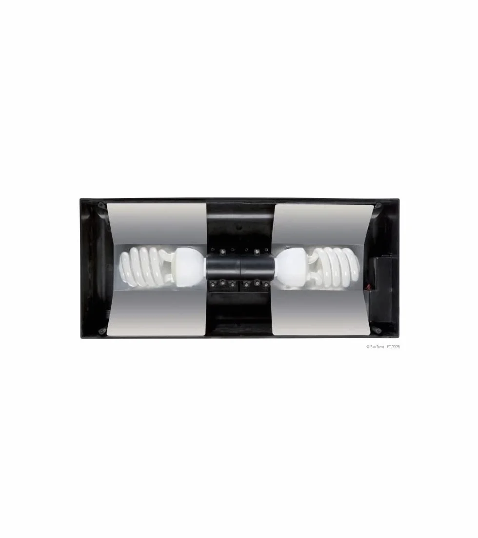 Exo Terra Compact Top, osłona terrarium, mała, na 2 lampy, z reflektorem, 45 x 9 x 20 cm, oprawka E27, 1 sztuka (1 opakowanie), czarna