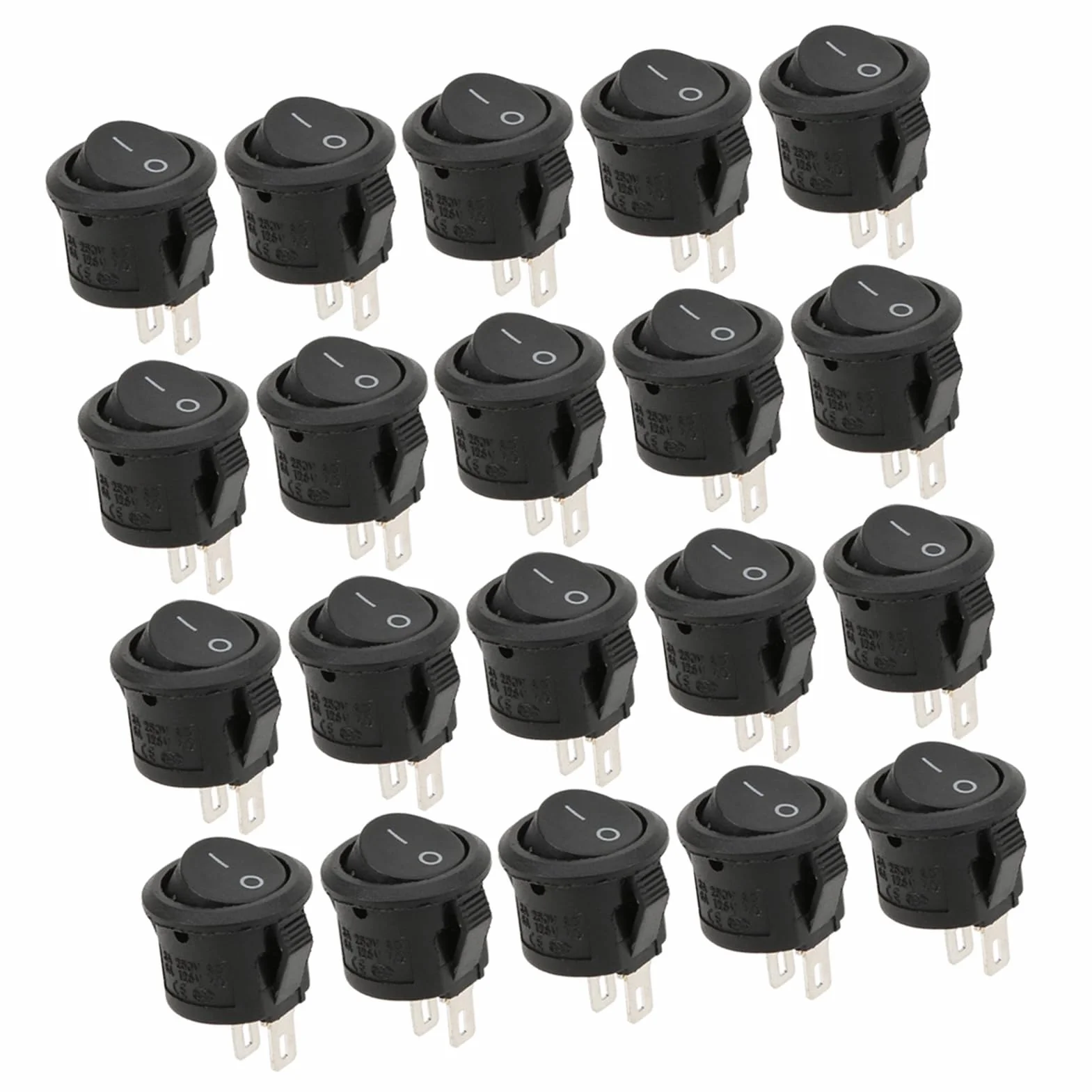 Przemysłowy przełącznik kołyskowy 2 pin 2 pozycja mały okrągły wyłącznik zasilania 15mm dla elektroniki 20 sztuk