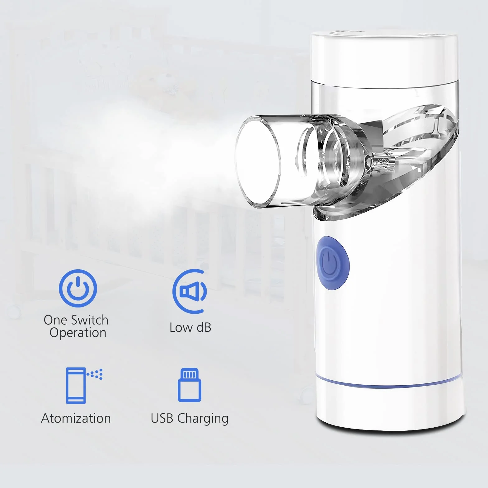 Nebulizator inhalator cichy przenośny akumulator aerozol USB dla dorosłych i dzieci z ustnikiem