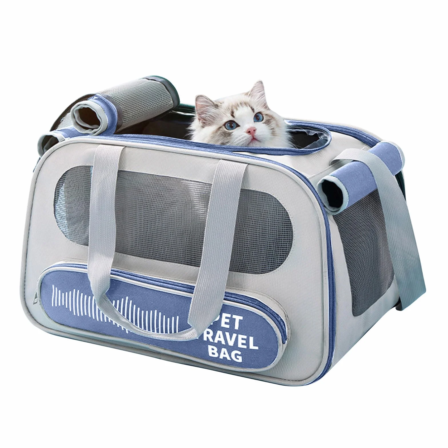 PETCUTE Torba transportowa dla zwierząt domowych, składany transporter dla psa kota z miękkim materacem, smycz bezpieczeństwa, oddychająca torba transportowa dla zwierząt domowych, psów, kotów,
