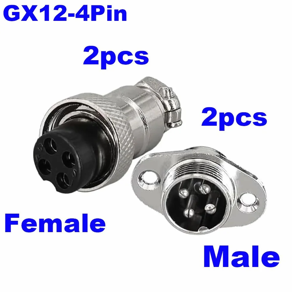 RUNCCI-YUN 2 sztuki GX12 4 Pin wtyczka Aviation, okrągła metalowa wtyczka lotnicza, kołnierz diamentowy M12 GX12 męski żeński łącznik 3-pinowy montaż panelowy łącznik kablowy