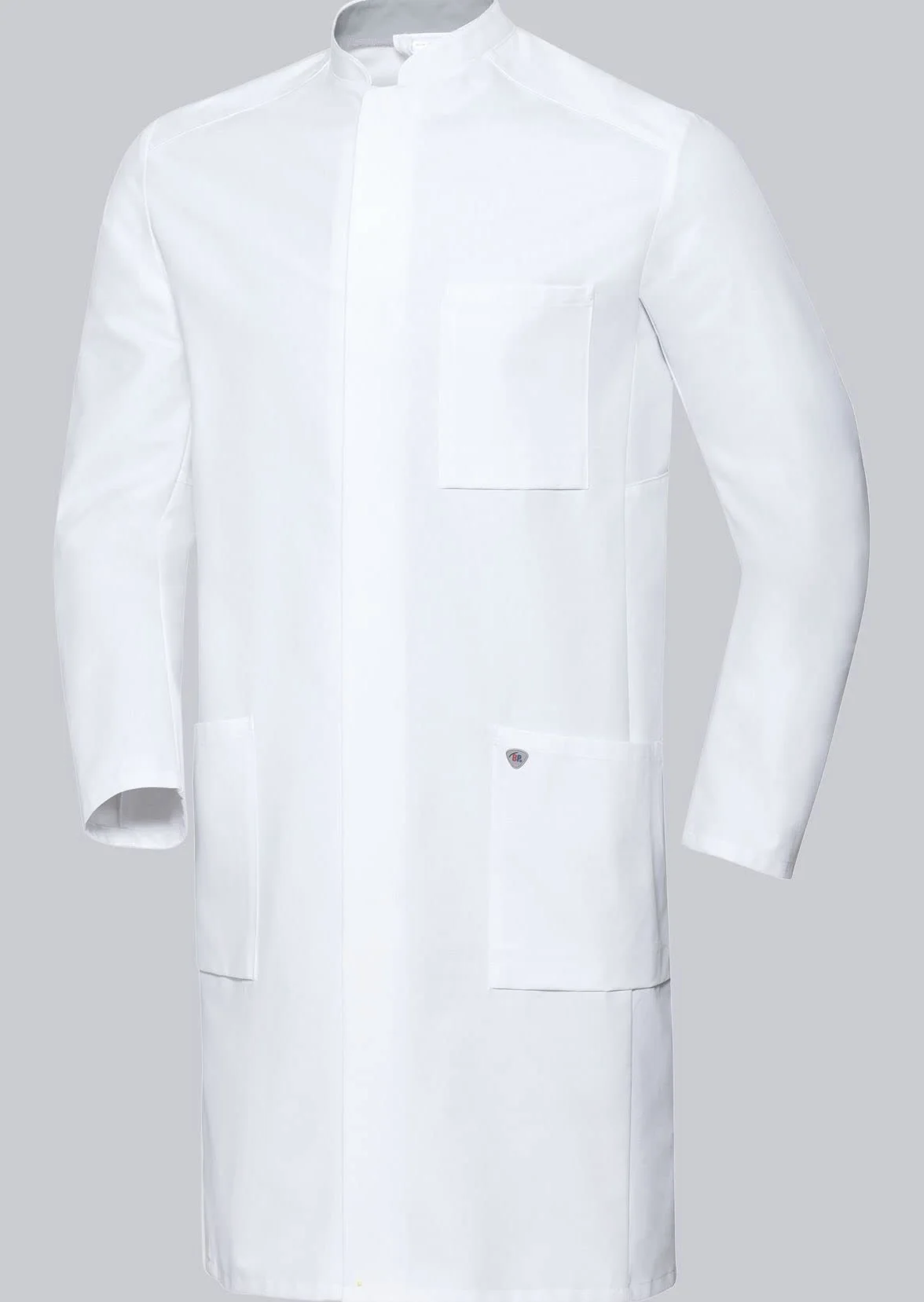 Fartuch lekarski dla mężczyzn BP 1751-130-0021-56l, długi rękaw, 205 g/m² czysta bawełna, biały