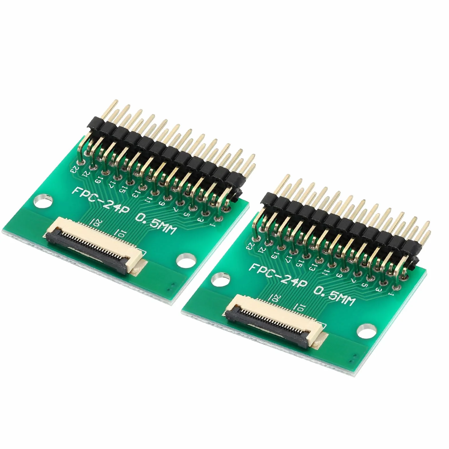 QUARKZMAN 2 sztuki FFC FPC Connector Board 24-pinowe gniazdo 0,5 mm na 2,54 mm dwurzędowy prostokątny adapter listwy pinowej, płyta konwertera PCB do telewizorów DVD, aparatów cyfrowych/laptopów