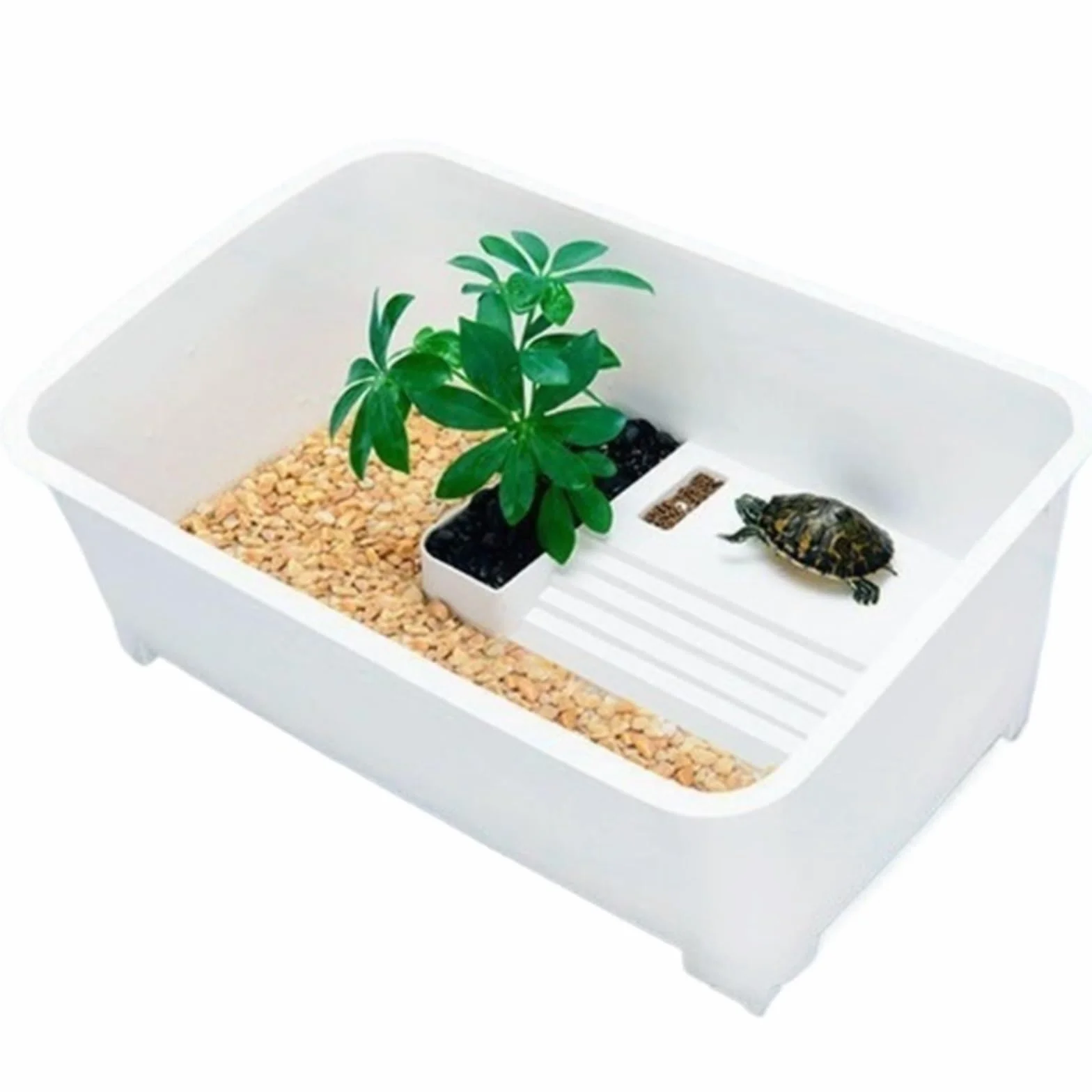 Siedlisko terrarium Mały domowy zbiornik do karmienia żółwi z platformą suszenia na słońcu Terrarium akwariowe(Duży)