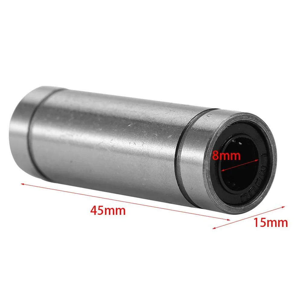 Liniowe łożyska kulkowe, 6 szt. LM8LUU długie liniowe łożyska kulkowe, średnica wewnętrzna 8 mm, średnica zewnętrzna 15 mm, do drukarki 3D 8 mm, osi/pręt, maszyna do grawerowania