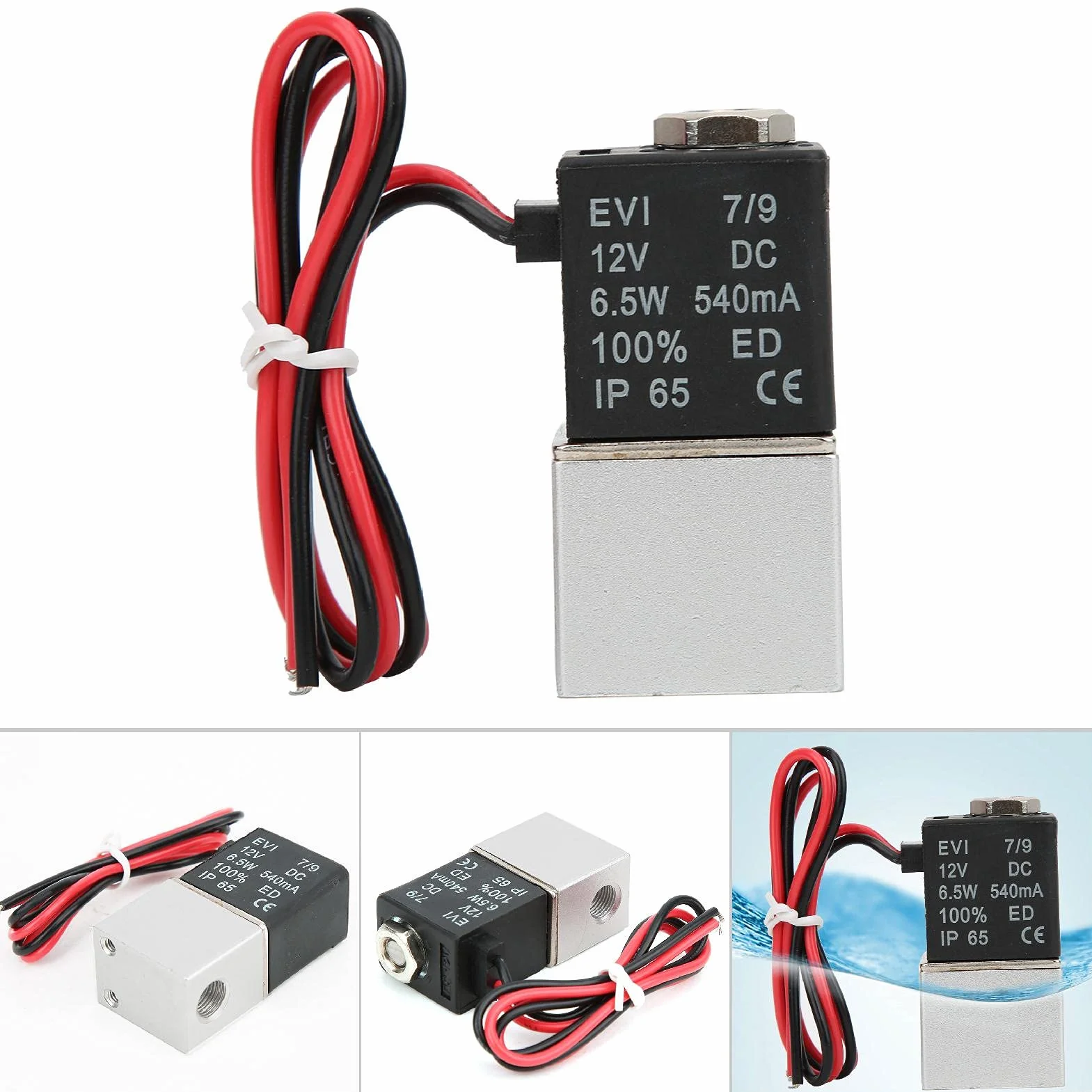 Elektrozawór elektromagnetyczny 2-drogowy DC 12V z gwintem 1/4" lub 1/8" wykonany z aluminium stop stosowany do wody, oleju i powietrza