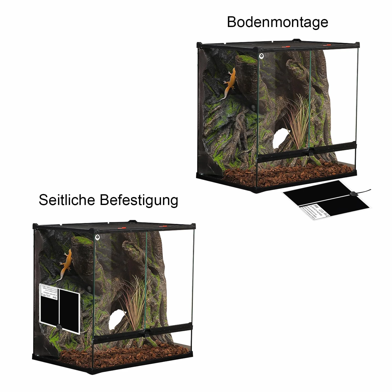 TNSLAND Mata grzewcza do terrarium, mata grzewcza z regulacją temperatury, dla gadów, żółwi, węży, jaszczurki, gekonów, pustelników, płazów, wodoszczelna, 5 W: 15 x 14 cm, czarna