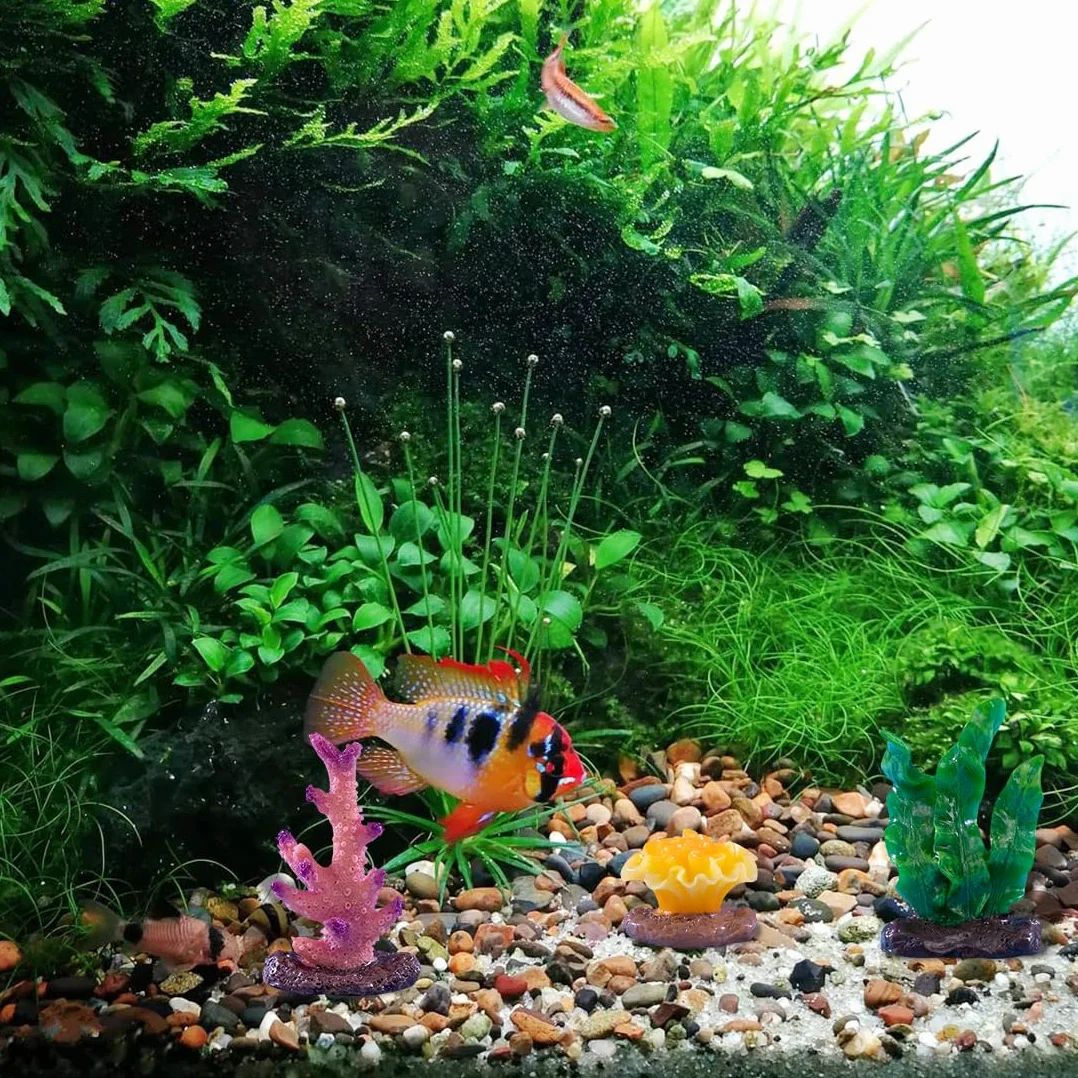 6 sztuk sztucznych roślin koralowych do akwarium dekoracyjna mikro dekoracja krajobrazu akwarium rafa ozdoba do akwarium dekoracja zbiornika miniaturowy mech krajobraz DIY (6 szt.)