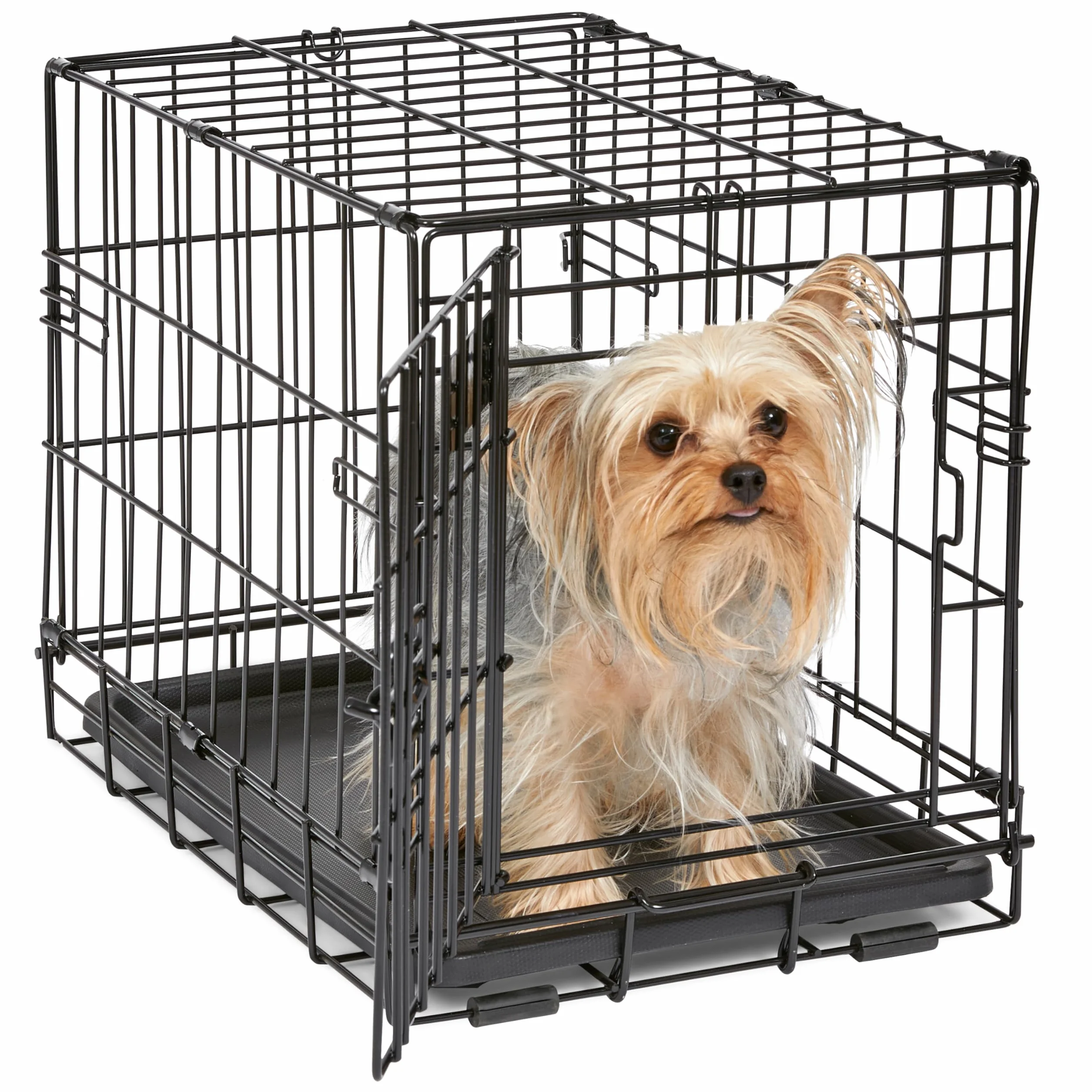 MidWest Homes for Pets Nowo ulepszone pojedyncze drzwi iCrate 45,72 cm (18 cali) długa skrzynia dla psa, zawiera szczelną patelnię, nóżki chroniące podłogę, panel działowy i nowe opatentowane funkcje,