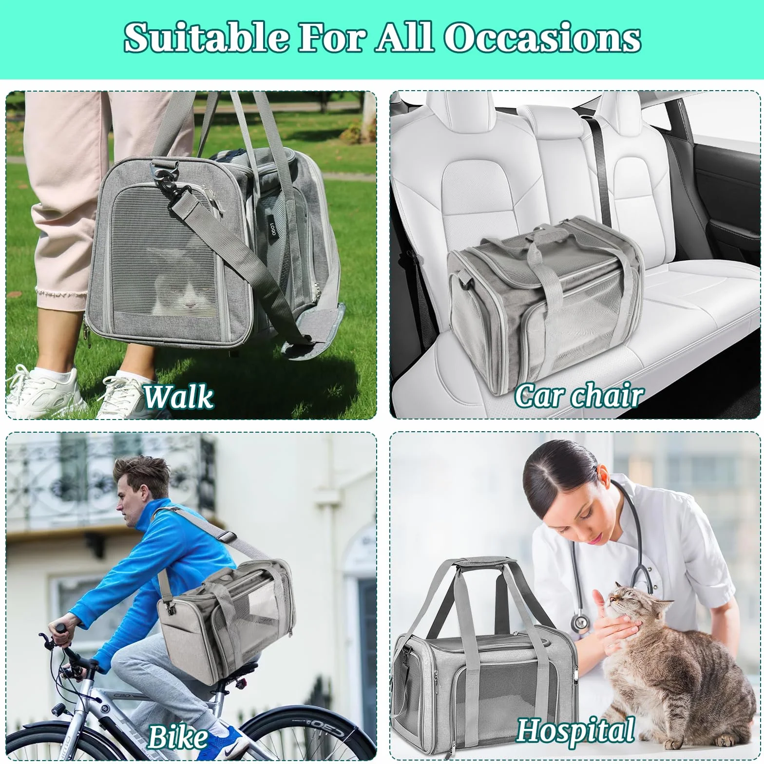 Sprifityy 45x30x30 cm torba transportowa dla kota, torba transportowa dla zwierząt domowych, składana i oddychająca torba transportowa dla kota, 7kg pudełko transportowe dla kota, pudełko transportowe