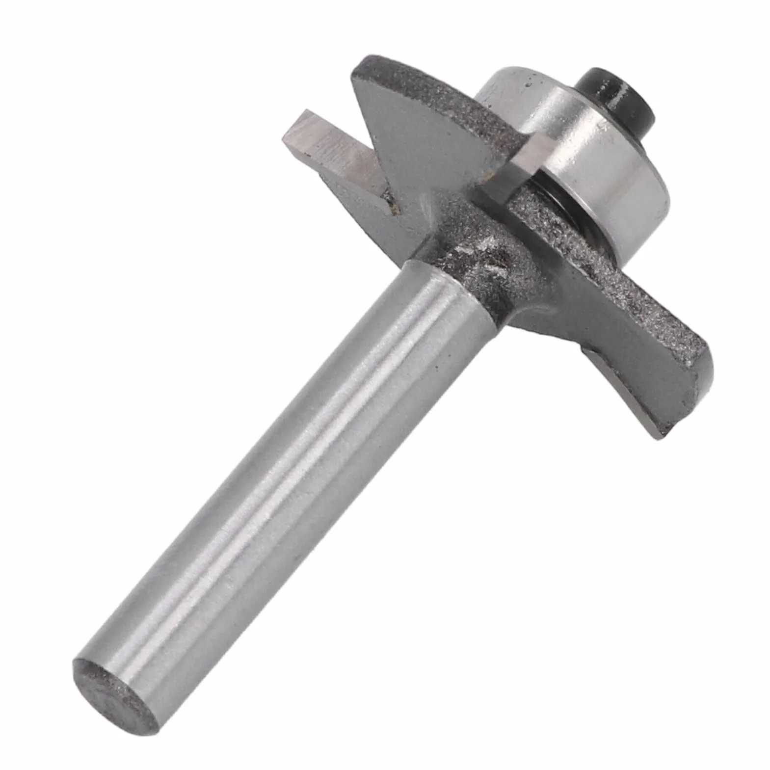 T Slot Router Bit,1/4in Shank 3/32in Cutting Height T Track Router Bit,3 Flute,with Bearing, for Plywood Slotting,Grooving,Rebating