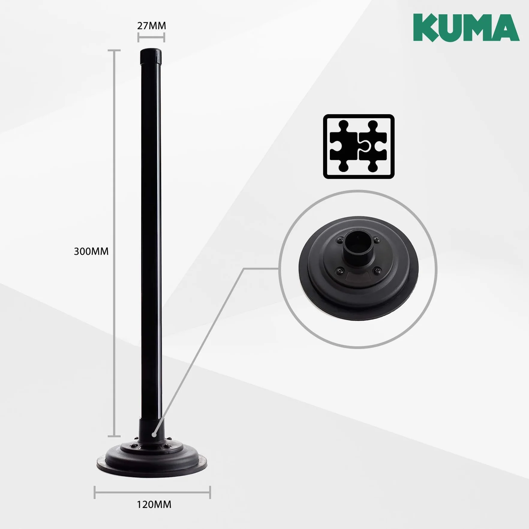 KUMA Magnetyczny uchwyt na maszt do anteny telewizyjnej Wifi – podstawa magnetyczna 300 mm, montaż w domu, przyczepie kempingowej, ciężarówce, łodzi, może być również używany jako flaga, stojak
