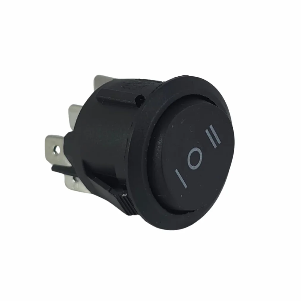Okrągły przełącznik kołyskowy 22 mm 6-pinowy ON-OFF-ON 250V/6A czarny montaż Snap-In
