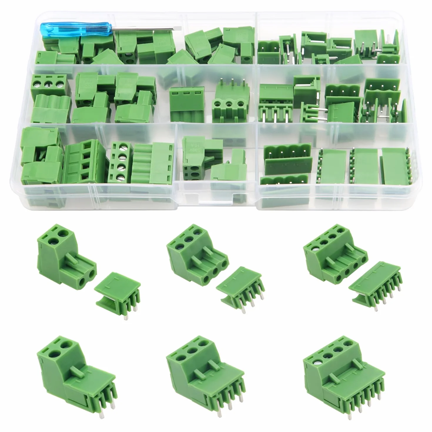 YIXISI 25 par Złączy Śrubowych do Montażu na Płytce Drukowanej, 5.08 mm 2-Pinowe / 3-Pinowe / 4-Pinowe Złącze Bloku Zacisków PCB, Złącze Bloku Zacisków Śrubowych, do PCB (Kąt Prosty)