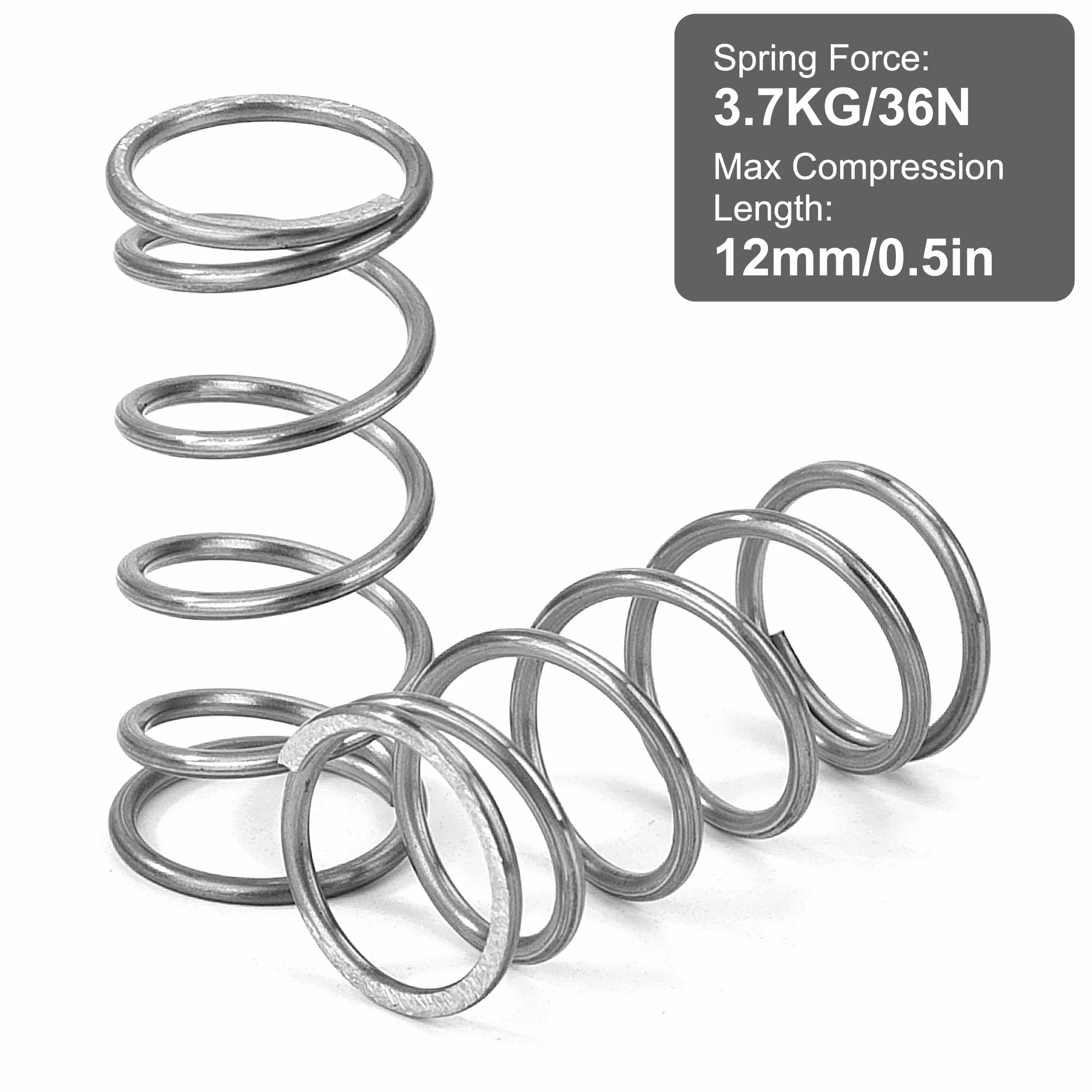 Sprężyny ściskające 35 mm ze stali nierdzewnej 304 średnica drutu 1,4 mm siła 3,67 kg 4 sztuki