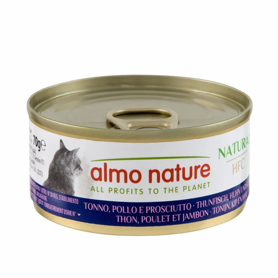 Almo Nature HFC Natural Megapack mokra karma dla kotów tuńczyk kurczak szynka 6 x 70 g