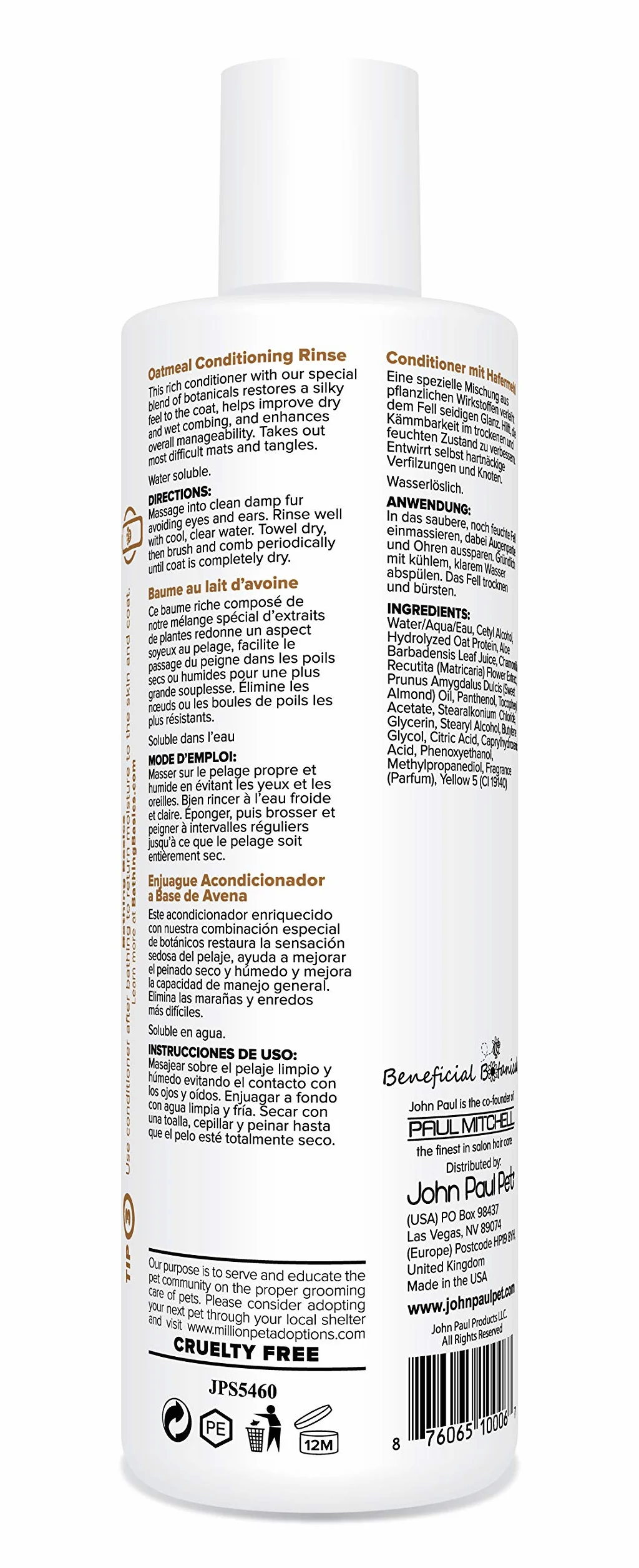 John Paul Pet Oatmeal Conditioning Rinse 473,2 ml