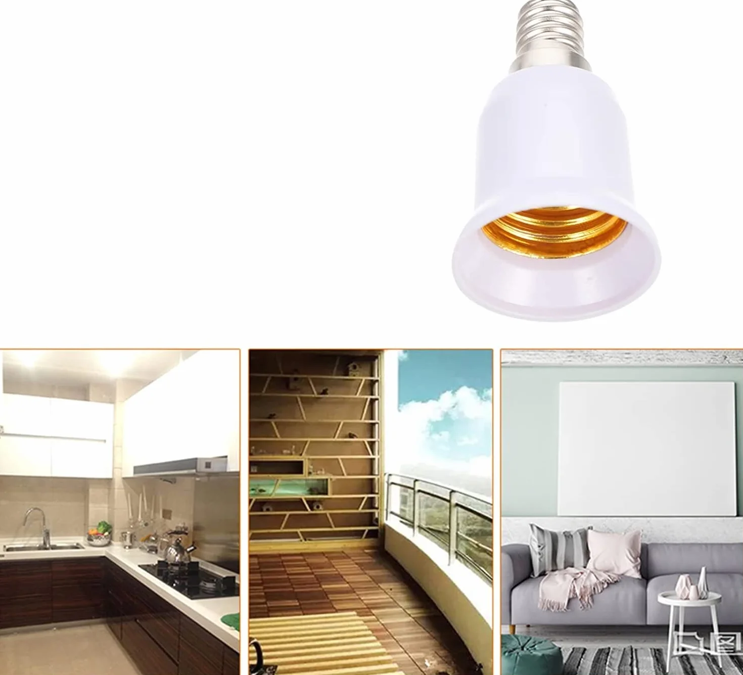 LATRAT 4 szt. Konwerter adaptera E14 na E27, konwerter oprawki lampy LED, żarówki i lampy CFL, adapter uchwytu lampy E14 do E27 mały do dużego białego przewodu 4