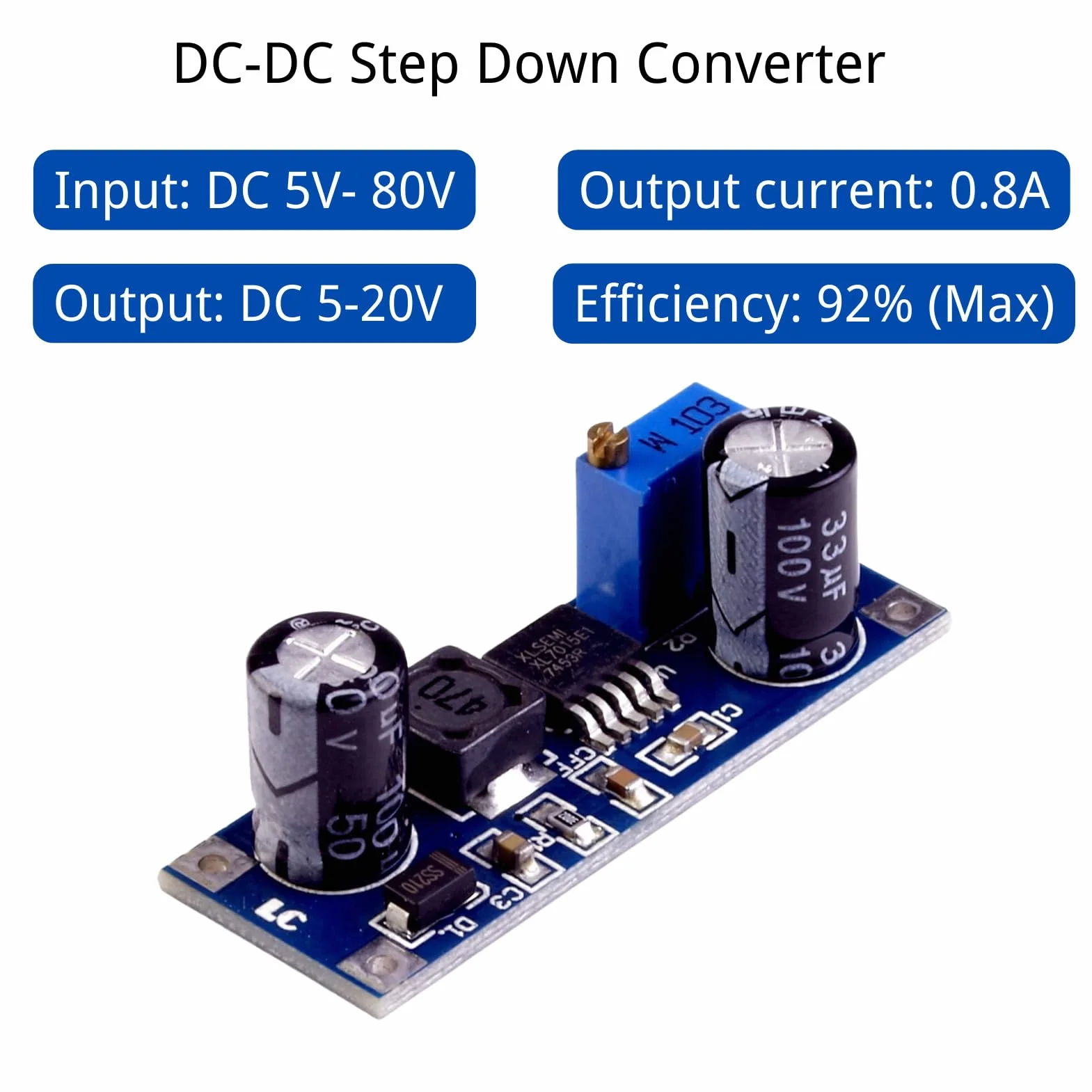 XL7015 LAOMAO DC-DC Step Down Converter 5-80V do 5-20V Voltage Regulator Power Supply moduł zasilacza 3 sztuki