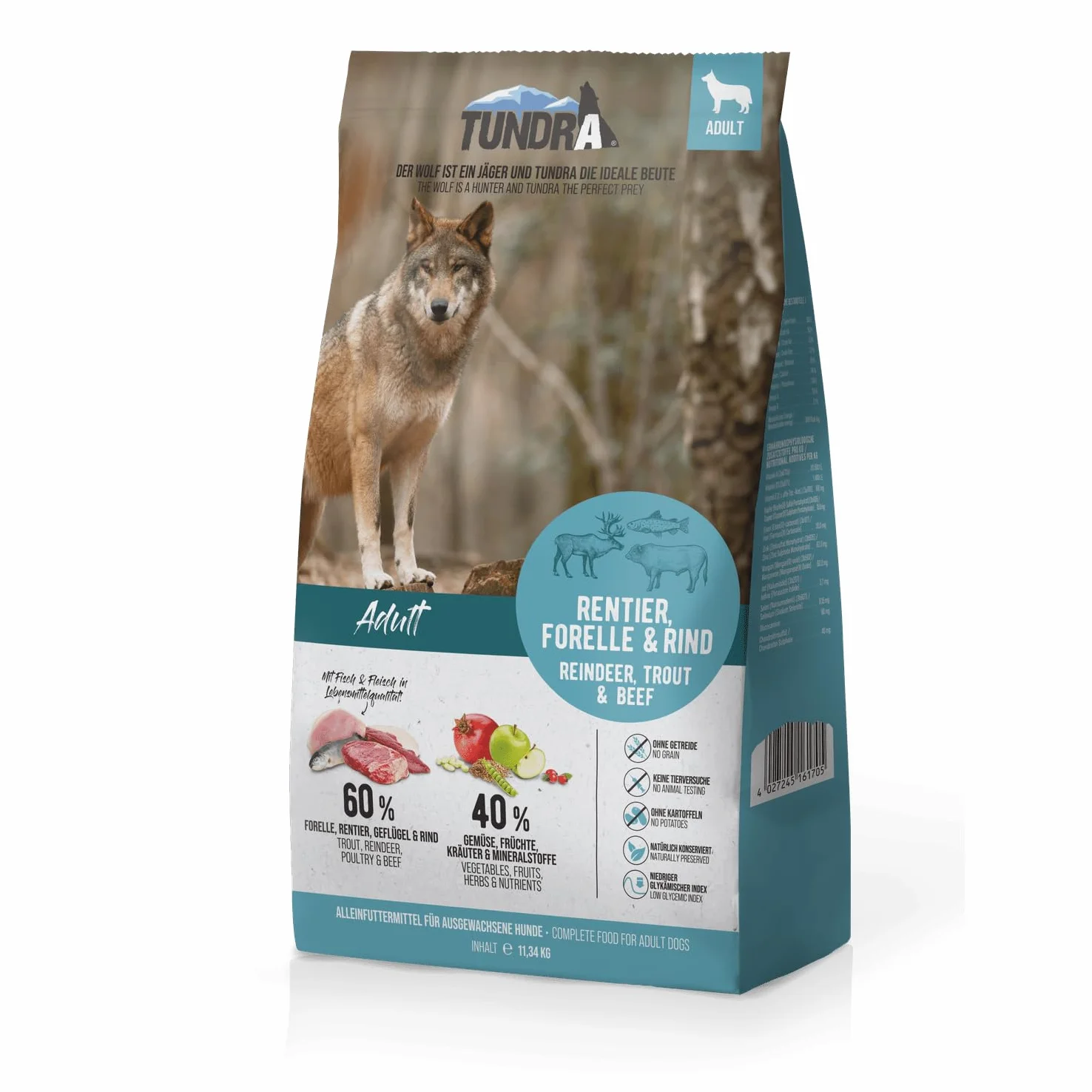 Tundra Karma dla psów, renifer, pstrąg i wołowina – bez zbóż (11,34 kg)