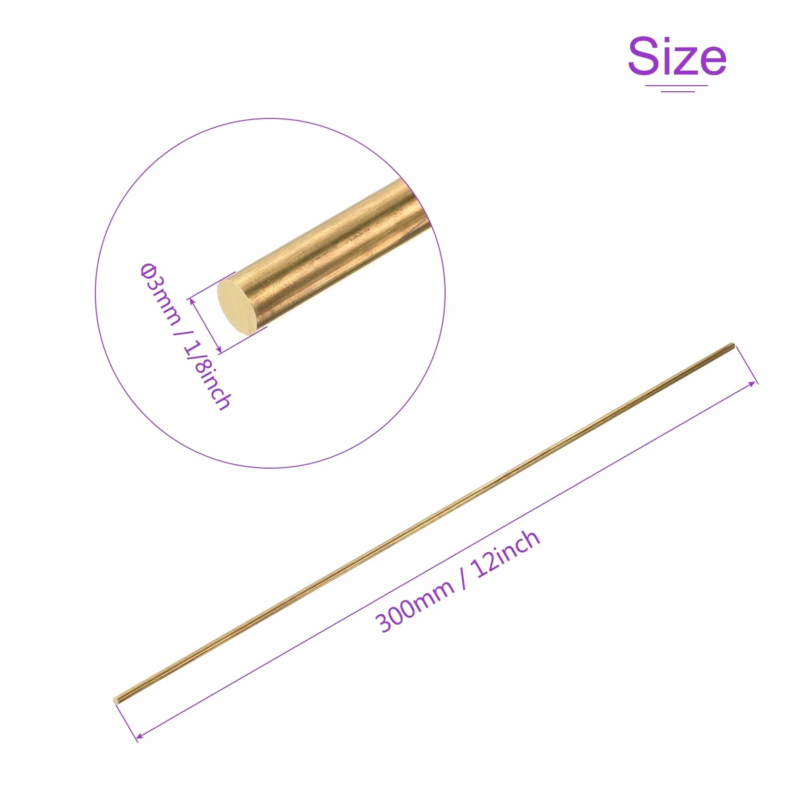 DMiotech 2 szt. 3 mm x 300 mm mosiężne pręty okrągłe pręty do lutowania dla majsterkowiczów mosiężny pręt tokarski model wału samolotu statek samochodowy