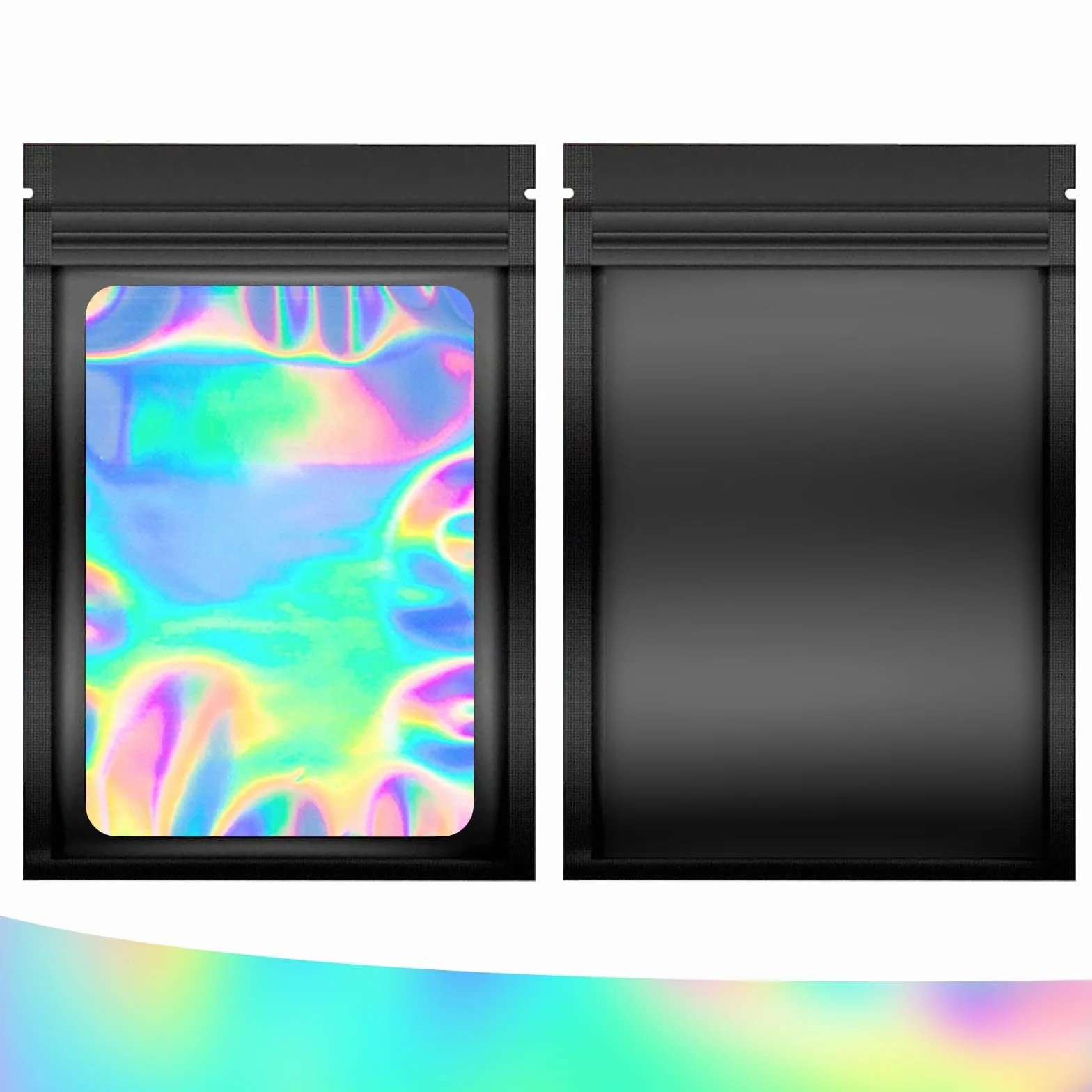 60 sztuk odpornych na zapachy torebek z mylaru, 13 x 8 cm, foliowe, holograficzne, czarne, zamykane, małe woreczki z zamkiem błyskawicznym, torby do przechowywania żywności, na cukierki, biżuterię