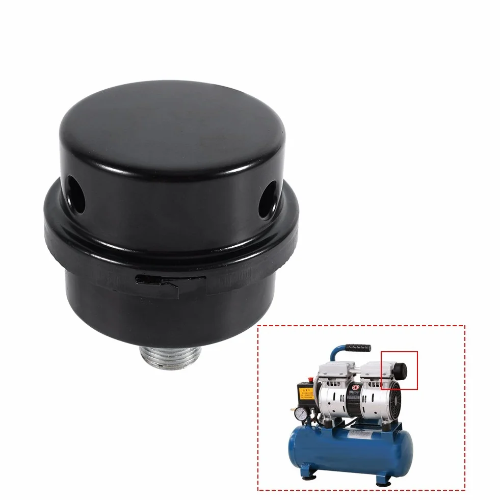 VOBOR Sprężarka powietrza, tłumik, filtr, kompresor, filtr powietrza wlotowego, zamiennik, czarny metal, filtr ssący, tłumik, gwint 3/8", 16 mm
