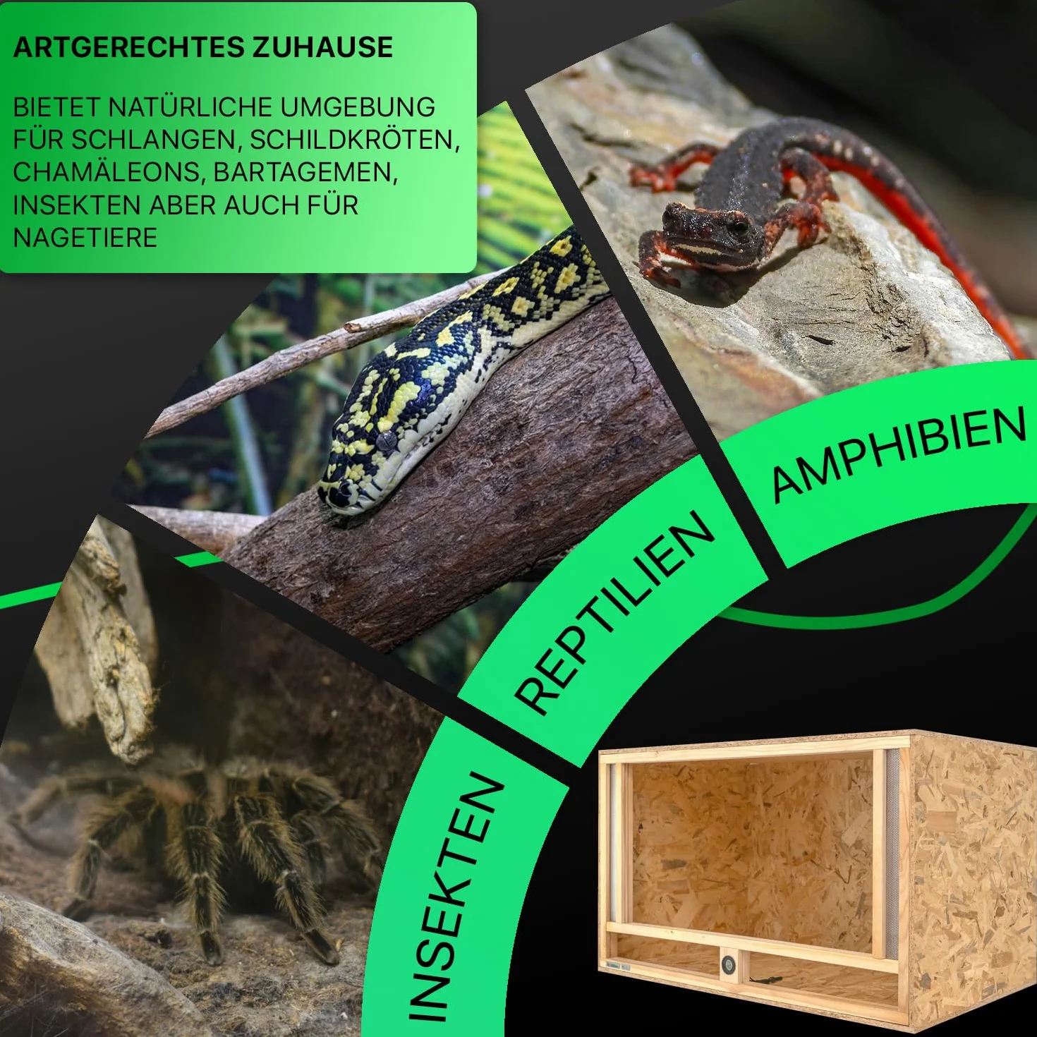 ITA Drewniane terrarium 120 x 60 x 60 cm ze zintegrowaną wentylacją i higrometrem, drewniane terrarium OSB-3, dla gadów, węży, płazów - produkt UE, certyfikat FSC