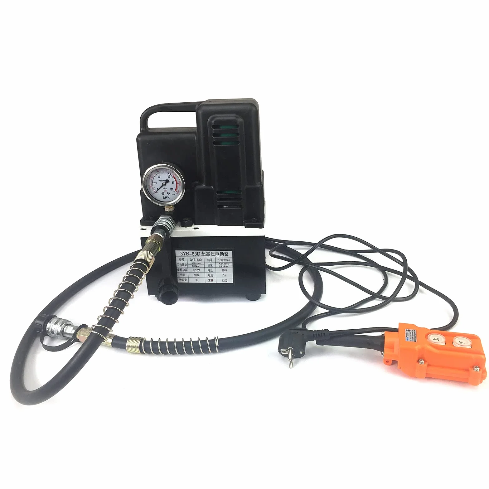 Elektryczna pompa hydrauliczna, 1200 W, 700 bar, wysokie ciśnienie, olej hydrauliczny, pojedyncza pompa olejowa, wysoka i niska wydajność ciśnienia, wyposażona w przewodowy pilot zdalnego sterowania