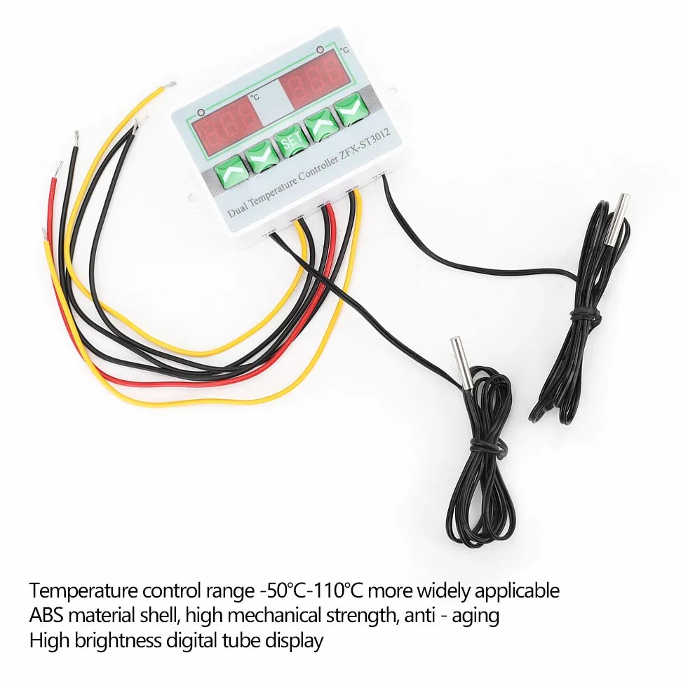 Termostat Zfx St3012, kontroler temperatury, inteligentne podwójne sterowanie, termostat , 12 V, regulator temperatury (220 V)