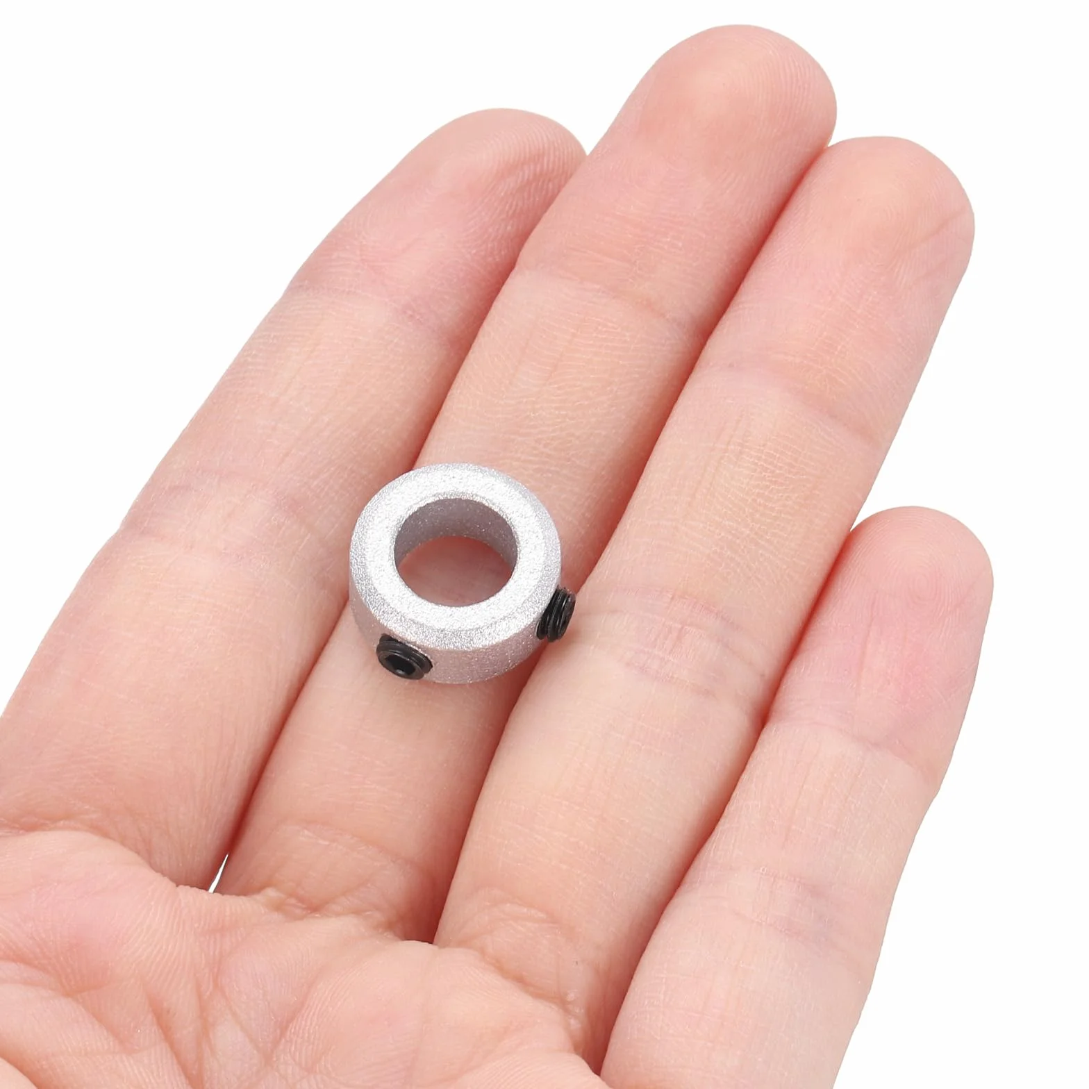 QUARKZMAN 6-częściowy zestaw kołnierzy śrubowych 8 mm otwór, kołnierz falisty ze stopu aluminium, 14 mm OD, szerokość 6 mm zacisk kołnierzowy do liniowego prowadzenia wału drążka