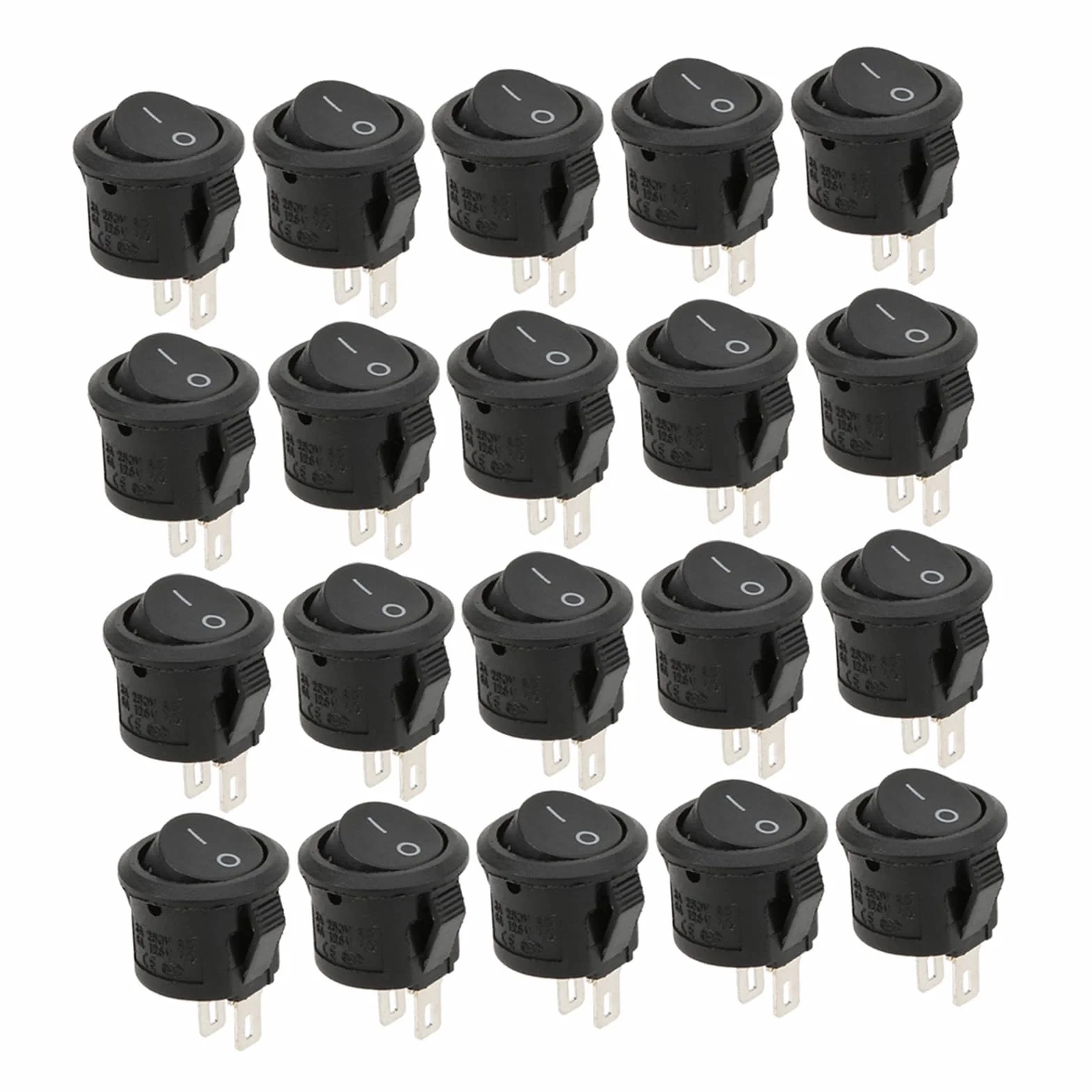Przemysłowy przełącznik kołyskowy 2 pin 2 pozycja mały okrągły wyłącznik zasilania 15mm dla elektroniki 20 sztuk