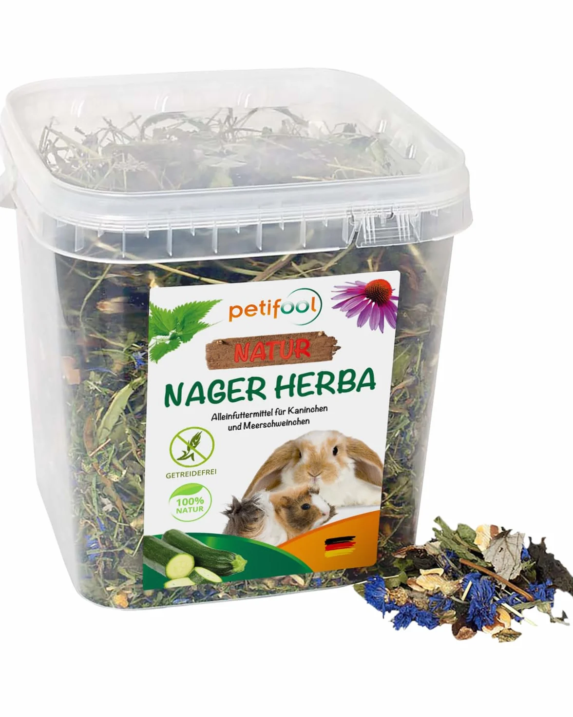 petifool Gryzonie Herba 430 g – karma dla gryzoni – karma dla królików i świnek morskich – bez sztucznych dodatków – 100% naturalna – karma odpowiednia dla gatunków