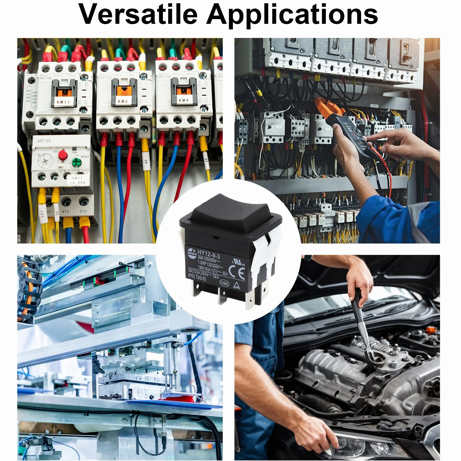 6-biegunowy przełącznik kołyskowy HY12-9-3 przełącznik przyciskowy 125/250 V 20 A 2HP przycisk wyłączony na industrialny elektryczny przełącznik Ripper do elektronarzędzi przemysłowych