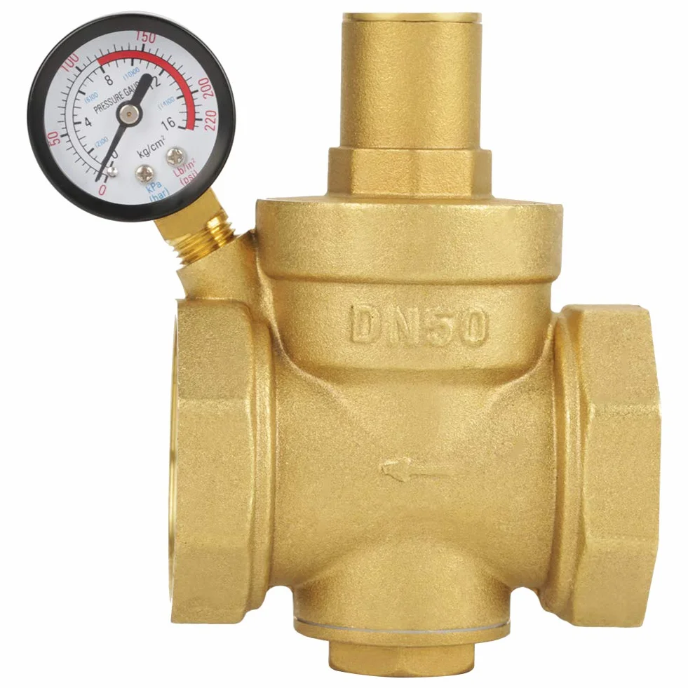 BSP DN50-Ventil, Messing Wasserdruckreduzierventil Manometer Eingangsdruck 1,6 MPa 0,05-0,8 MPa