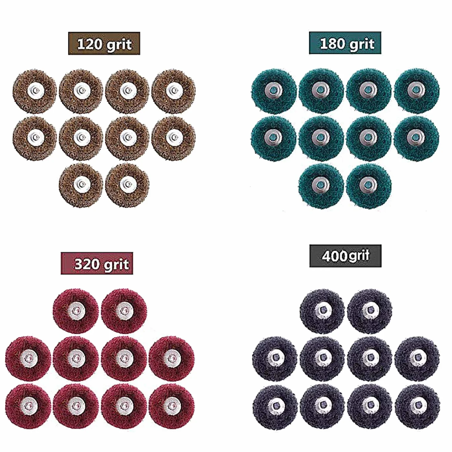 40 sztuk ściernych kół, 1" (25 mm) ścierne tarcze polerskie zestaw do ściernych narzędzi obrotowych Dremel - 1/8" (3 mm) trzpień