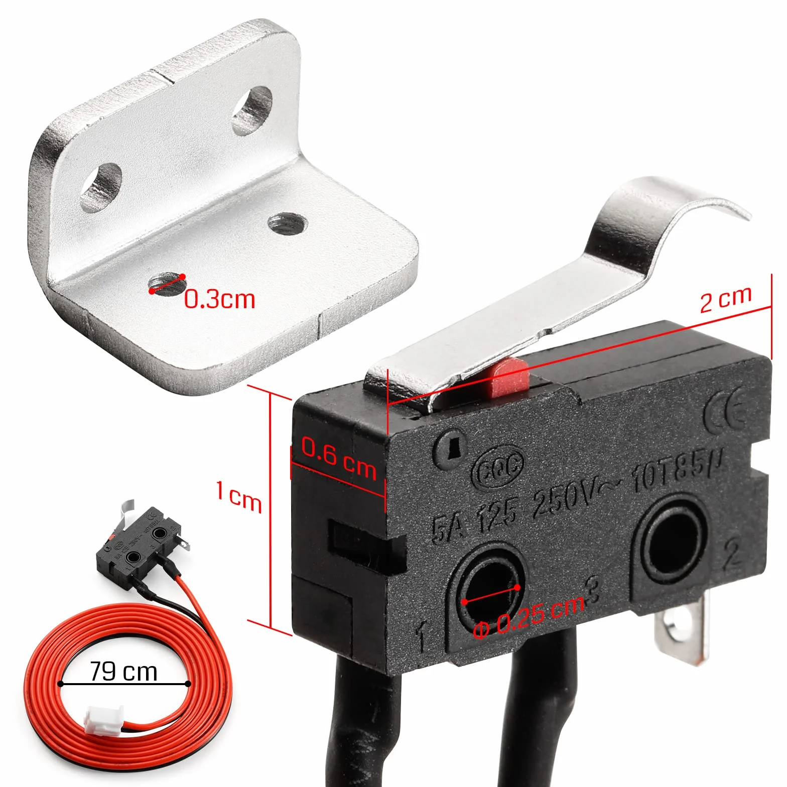 Genmitsu 6 sztuk mikro wyłączników krańcowych z 1M 2-pinowym kablem do 3020-PRO MAX