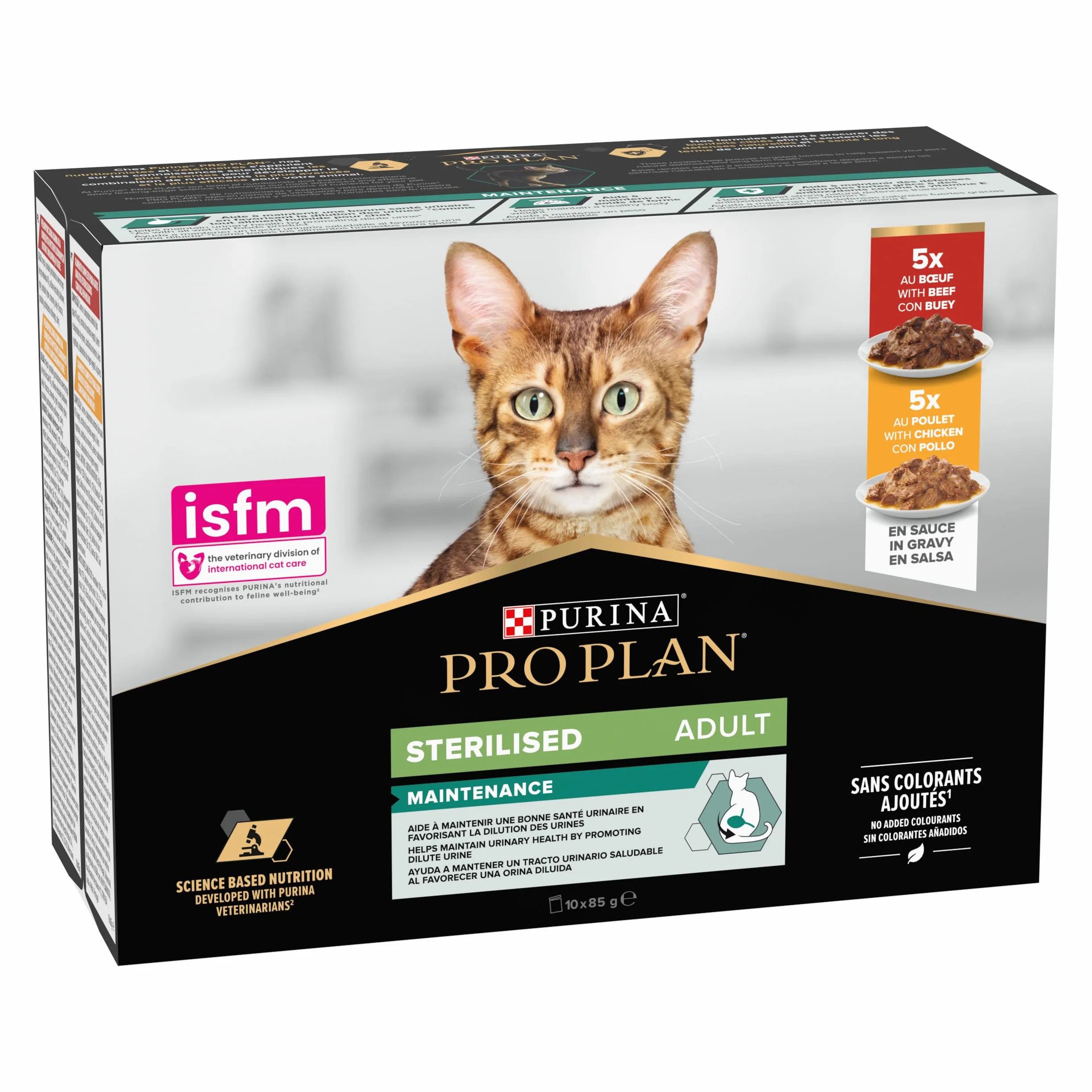 Purina Pro Plan mokra karma dla kota sterylizowana bogata w kurczaka i wołu, 4 opakowania po 10 saszetek po 85 g