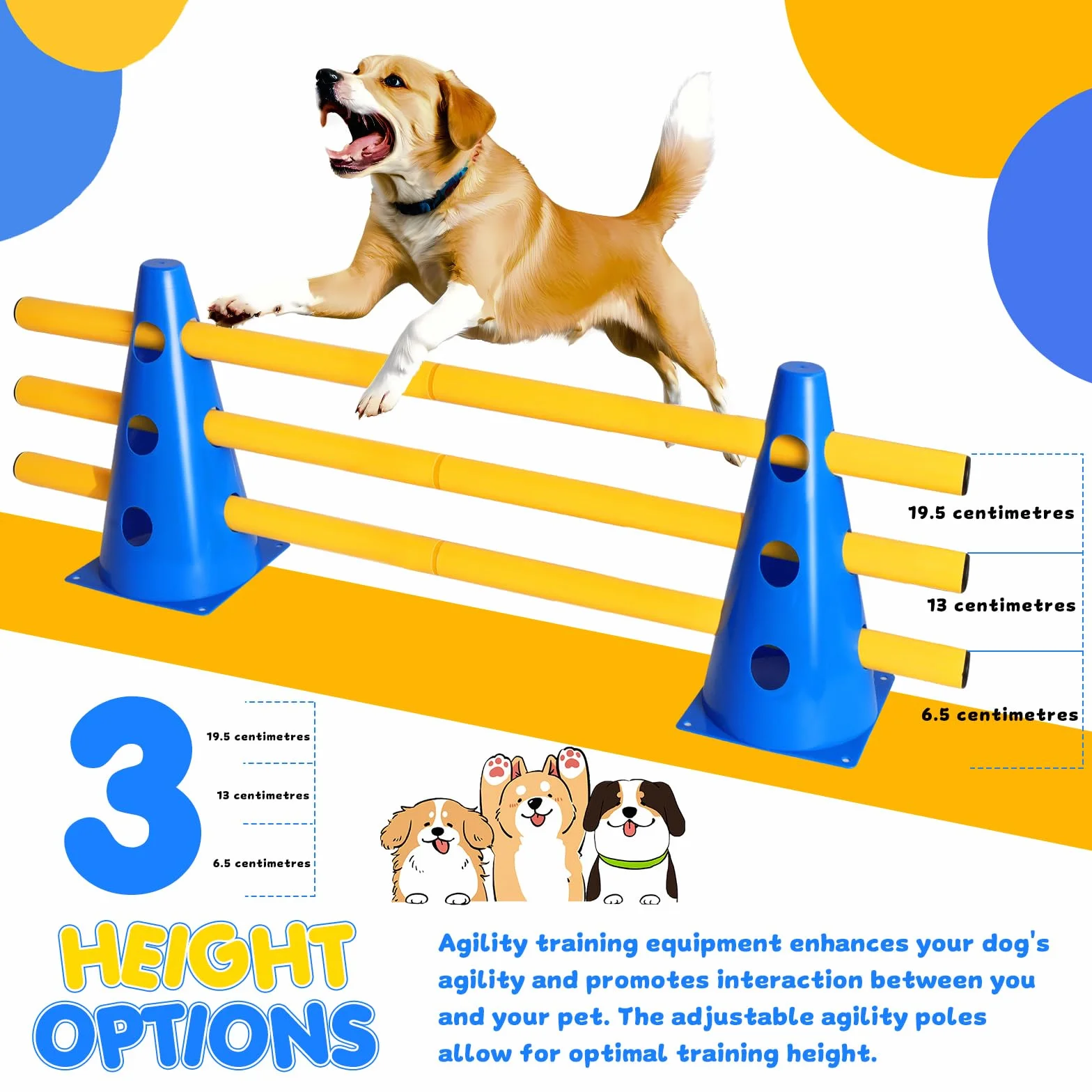 Zestaw Agility 8-częściowy dla psów, Cavaletti dla psa, hobby konie, przeszkody, słupki, przeszkody, hobby horsing, trening psów, akcesoria do agility