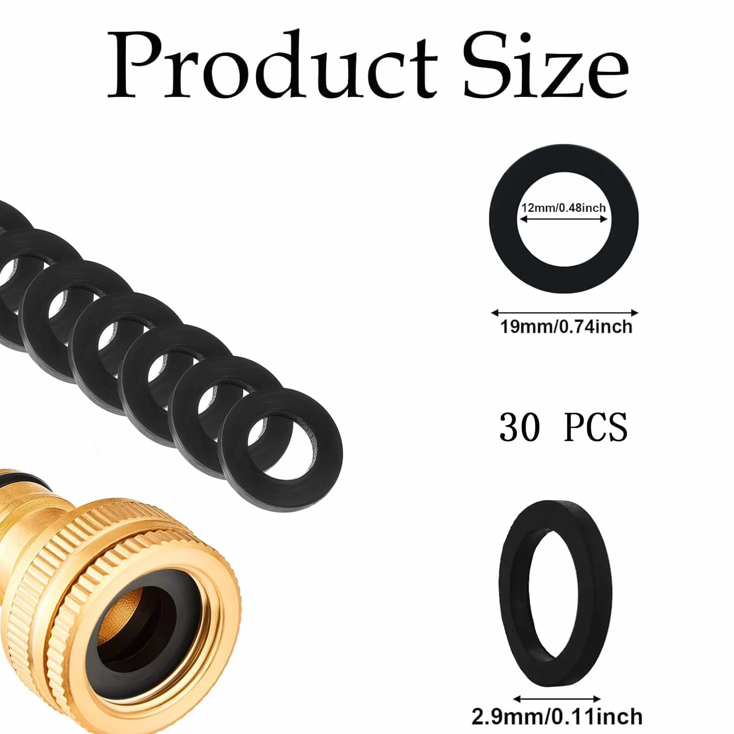 30 sztuk podkładek do węża prysznicowego, gumowe podkładki do węża prysznicowego 1/2" (1/2"), pierścień uszczelniający do głowicy prysznicowej i przyłącza kranu