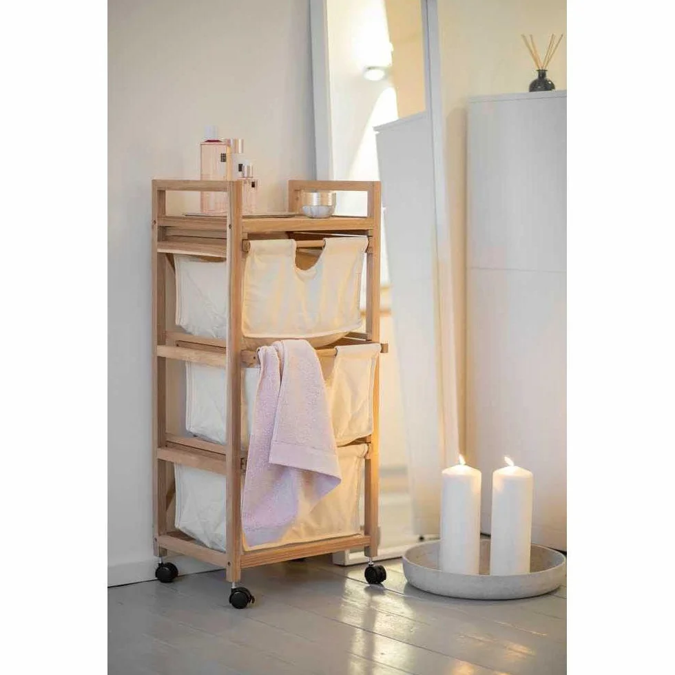 WENKO Wózek na pranie Acina 3 szuflady, wózek gospodarstwa domowego, wózek na kółkach, z certyfikatem FSC®, 78 l