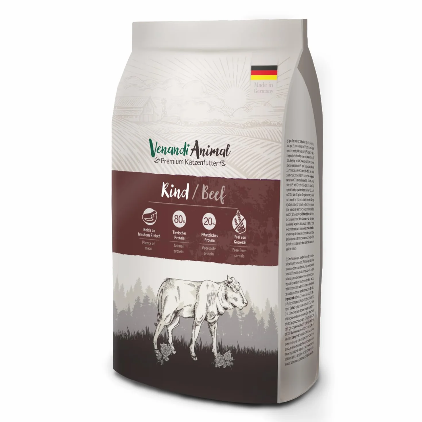 Venandi Animal - Sucha karma premium dla kotów – wołowina, 1 opakowanie (1 x 6,5 kg), bez zbóż, z dużą ilością świeżego mięsa
