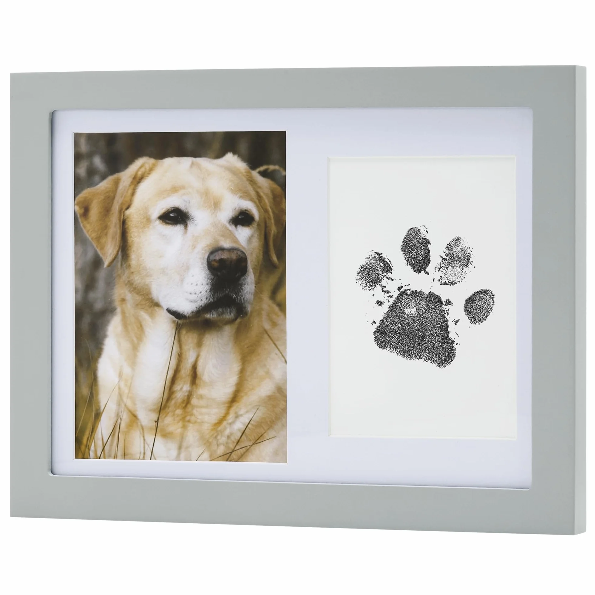 Navaris ramka na zdjęcia dla zwierząt domowych pamiątka - na zdjęcie i odcisk łapy psa lub kota - 27 x 21 cm - zestaw 2 w 1 wraz z tuszem