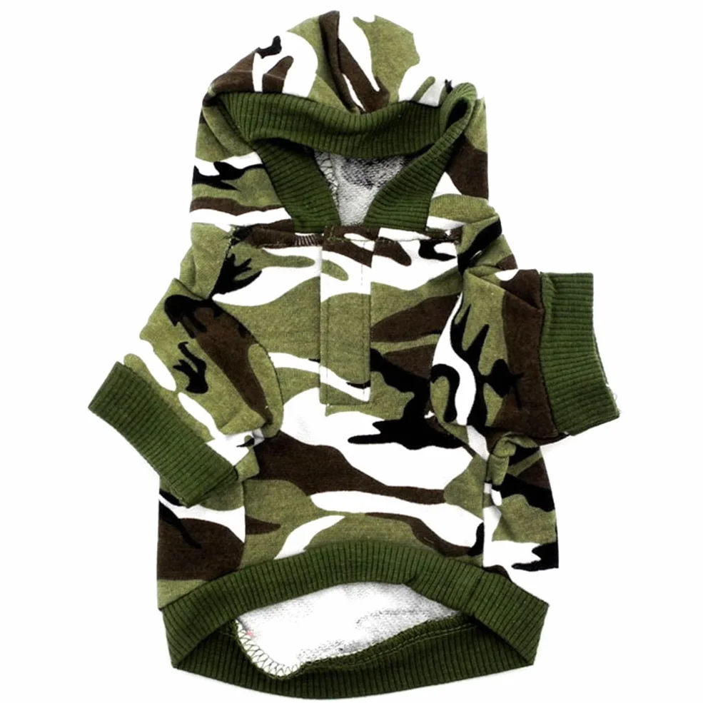 Smalllee_lucky_store Koszule dla psów mały pies ubranie dla chłopców moro bluza z kapturem, zielona, S