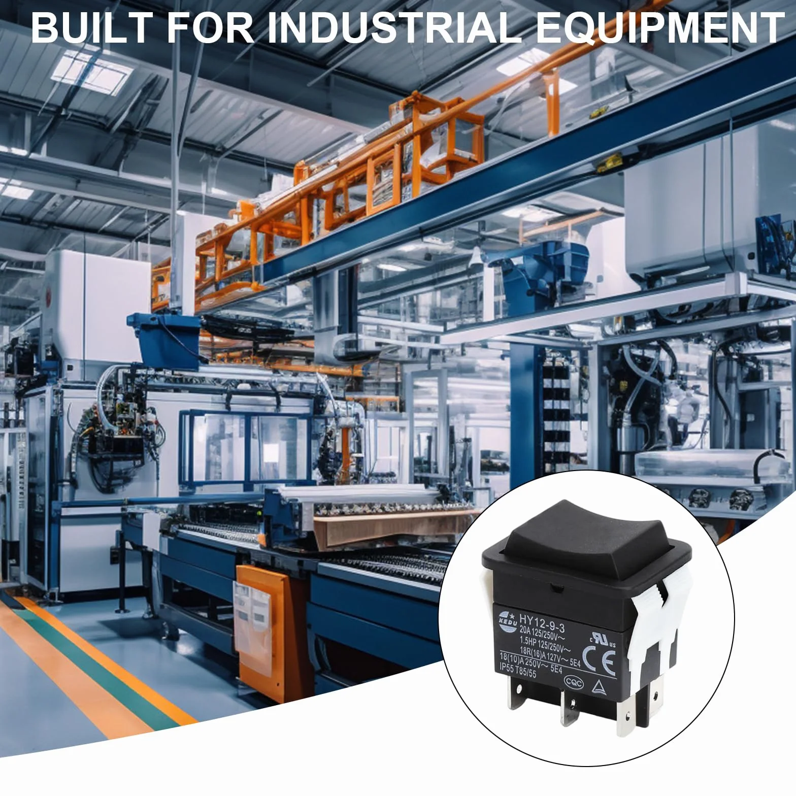 6-biegunowy przełącznik kołyskowy HY12-9-3 przełącznik przyciskowy 125/250 V 20 A 2HP przycisk wyłączony na industrialny elektryczny przełącznik Ripper do elektronarzędzi przemysłowych