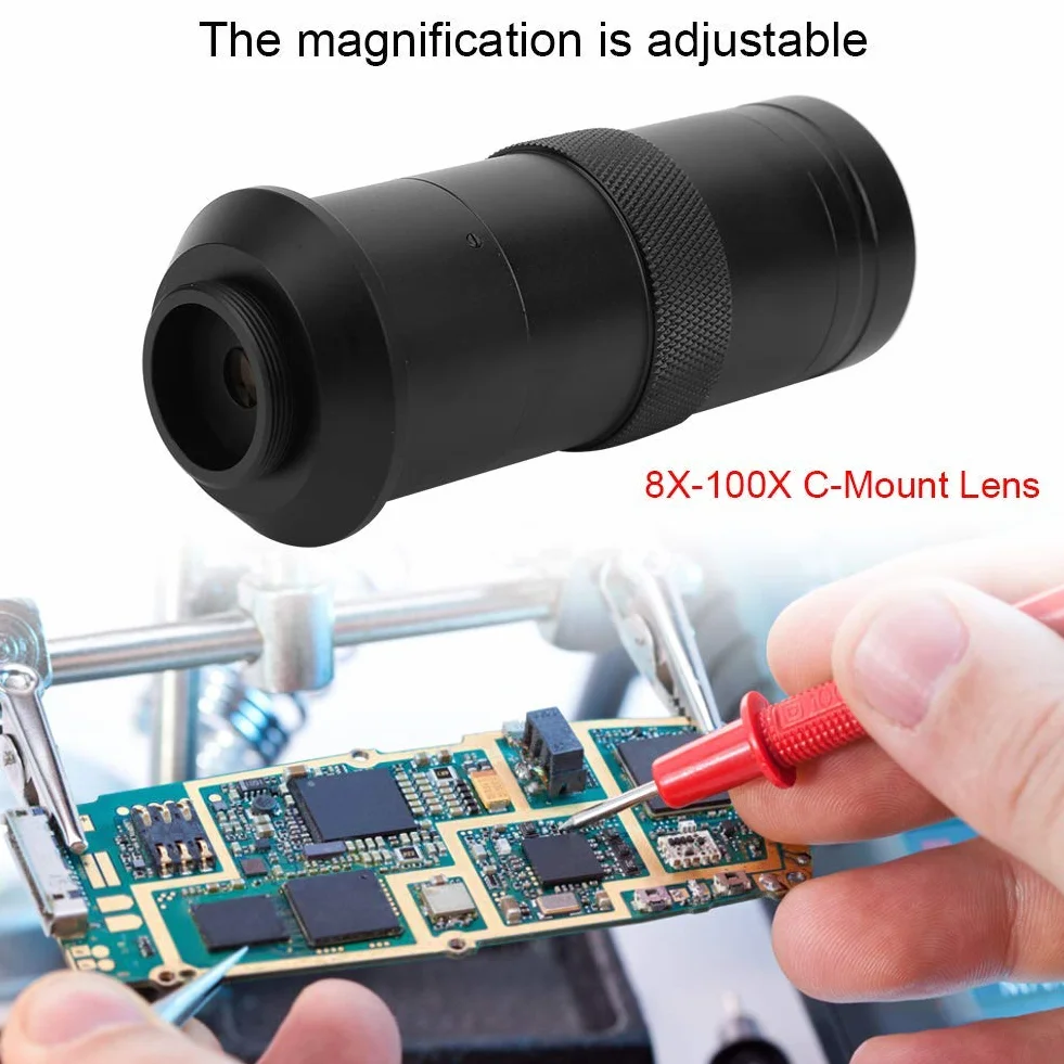 8X-100X C-mount mocowanie obiektywu Zoom regulowane powiększenie obiektyw CCD obiektyw mikroskop przemysłowy kamera lupa do obiektywu mikroskopu 25 mm