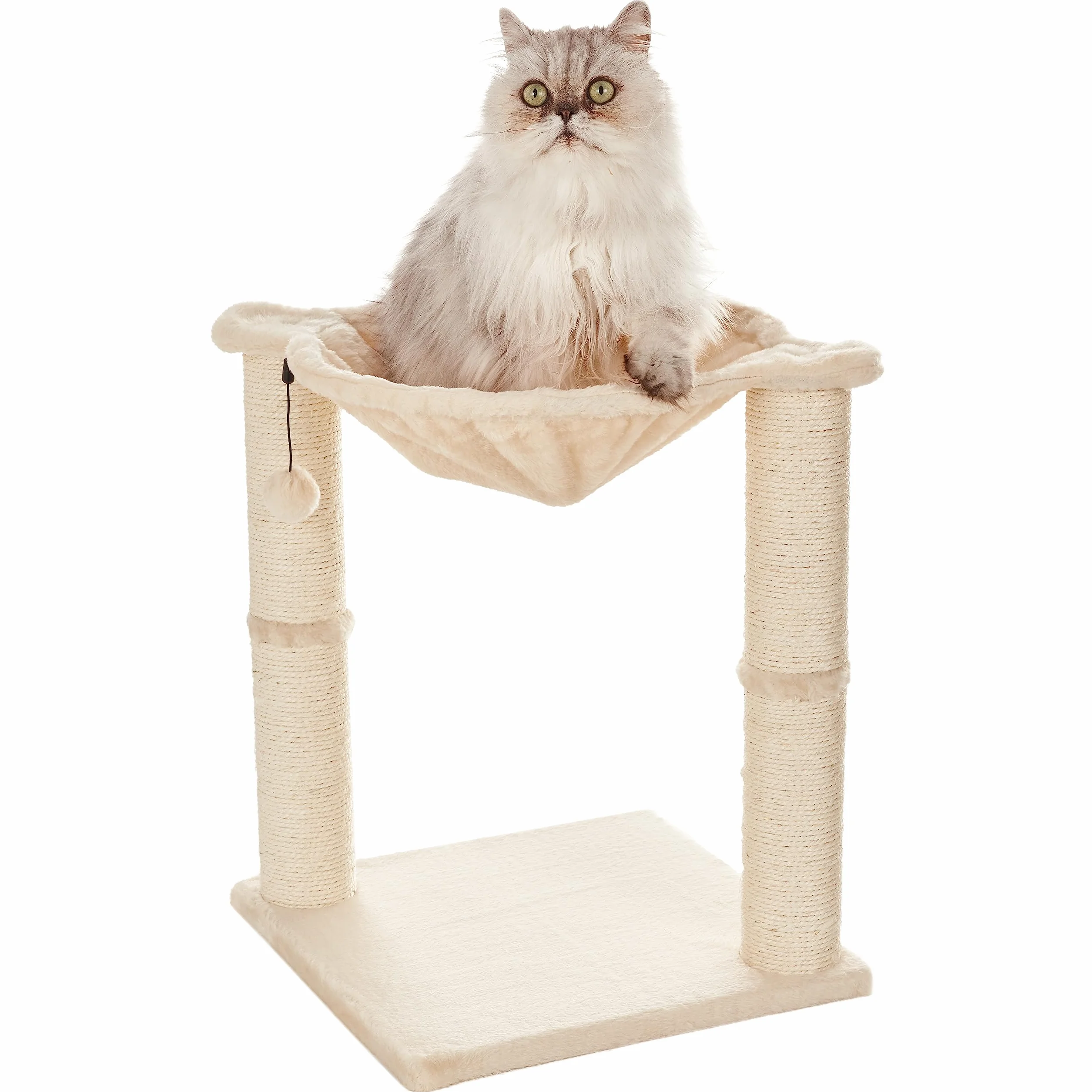 Amazon Basics Wieża dla kota z leżem w formie hamaka i drapakiem, 40,64 x 50,80 x 40,64 cm, beżowa